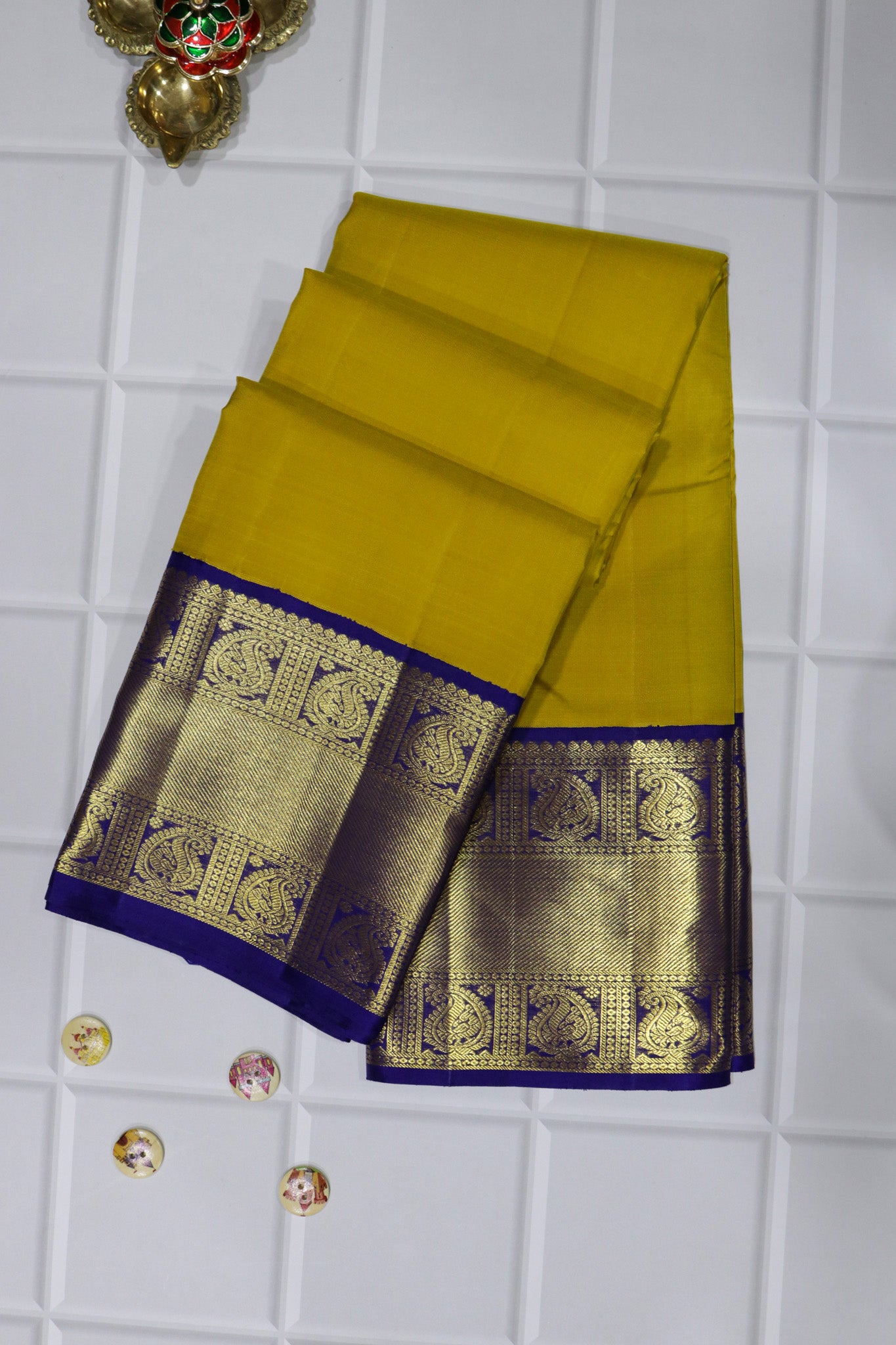 Mustard Kanchivaram Pattu Saree
