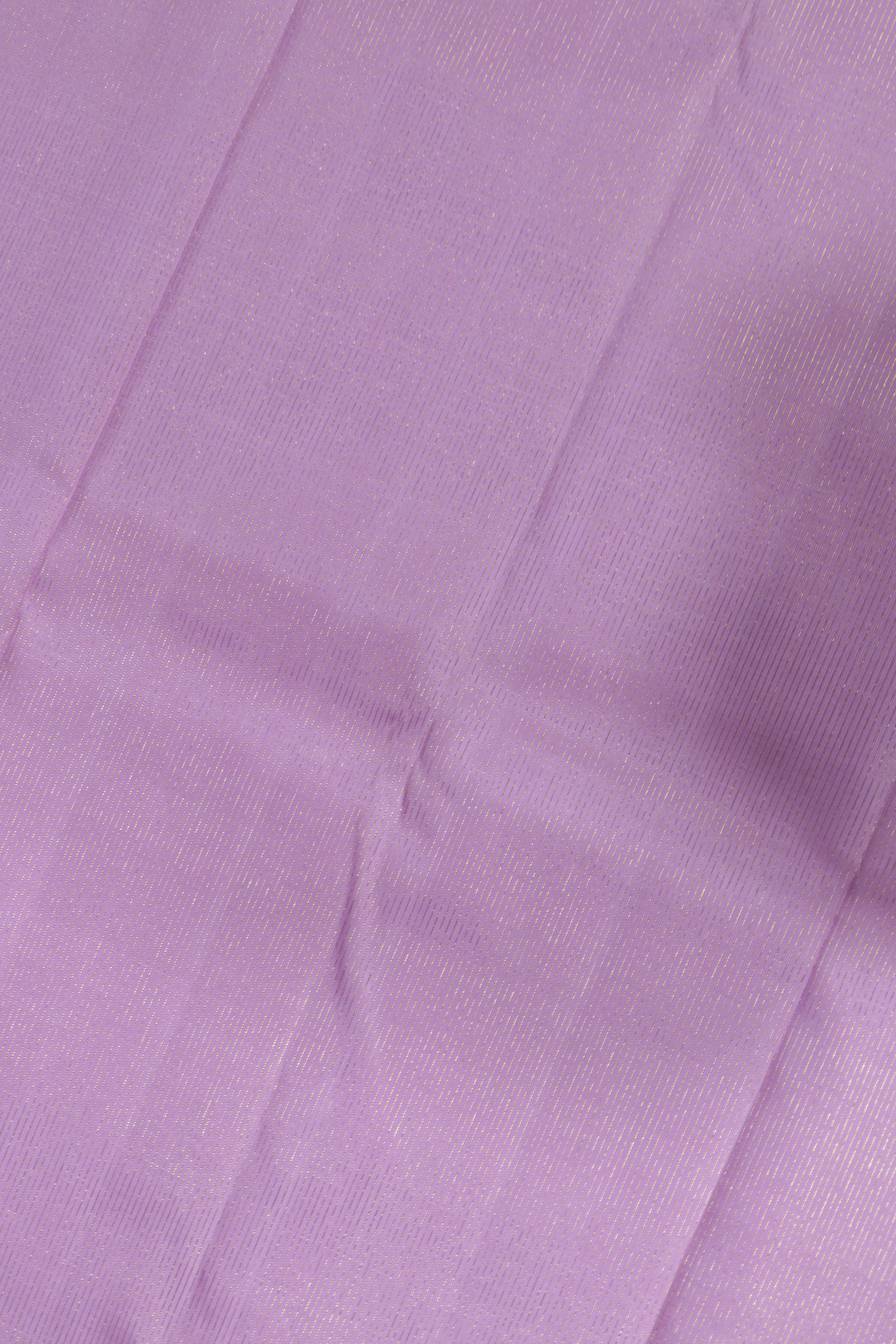 Lotus Pink Kanchivaram Silk Saree with Contrast Tissue Red Border