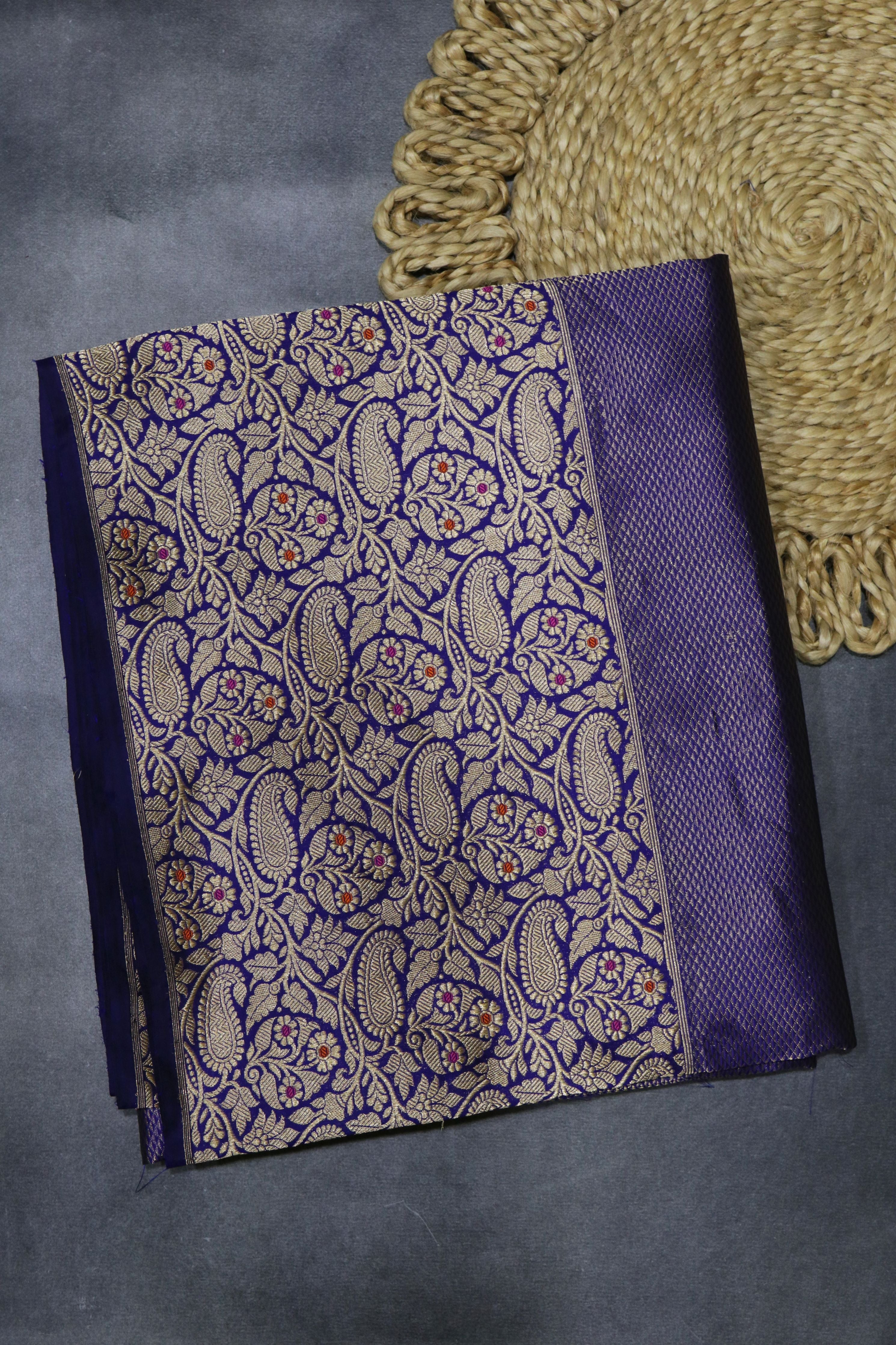 Purple Blue Banarasi Silk Saree