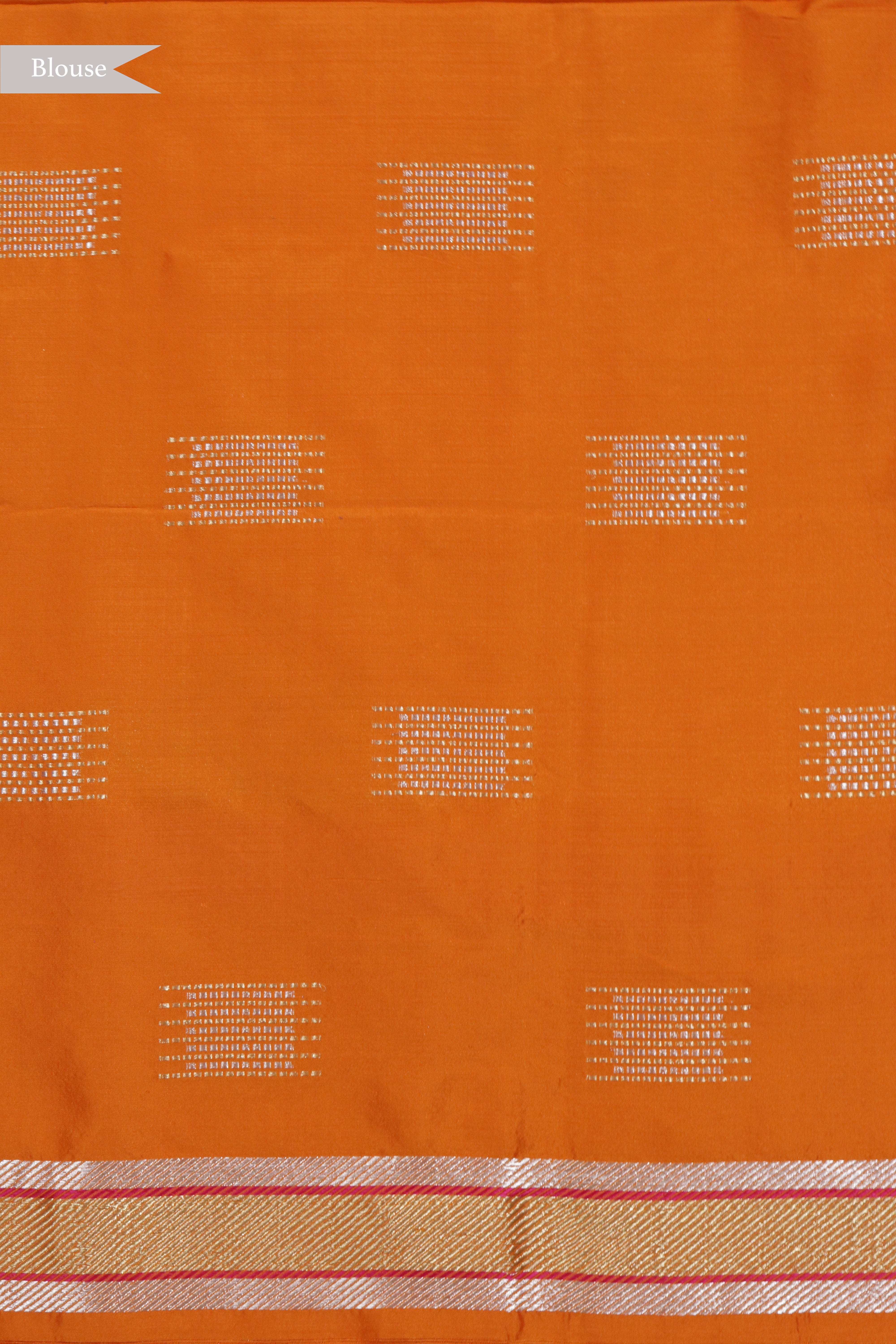 Orange Banarasi Silk Saree with Fancy Butta and Contrast Rangkat Zari Border