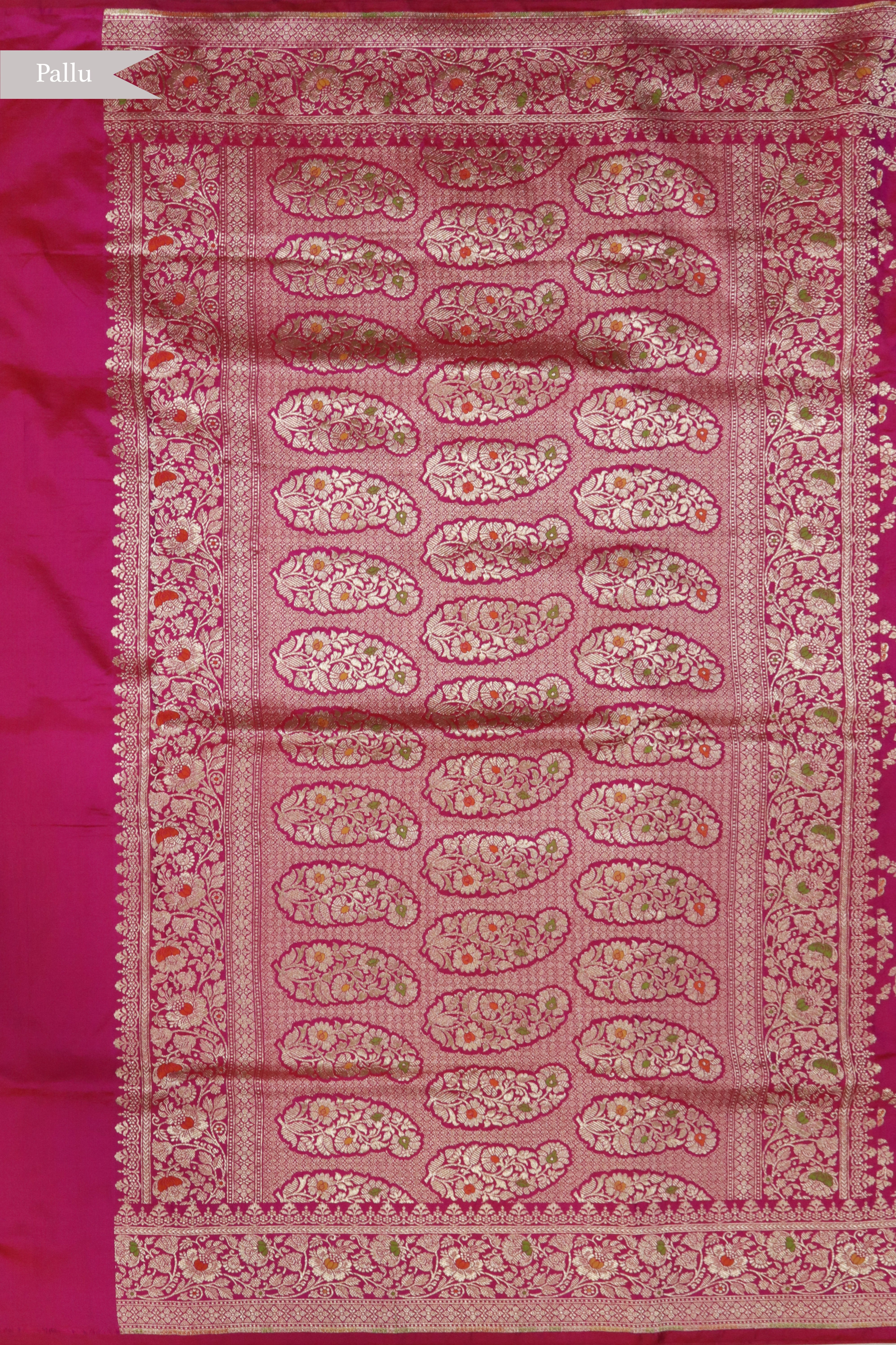 Rani Pink Banarasi Silk Saree with Meenakari Peacock Jaal and Zari Border
