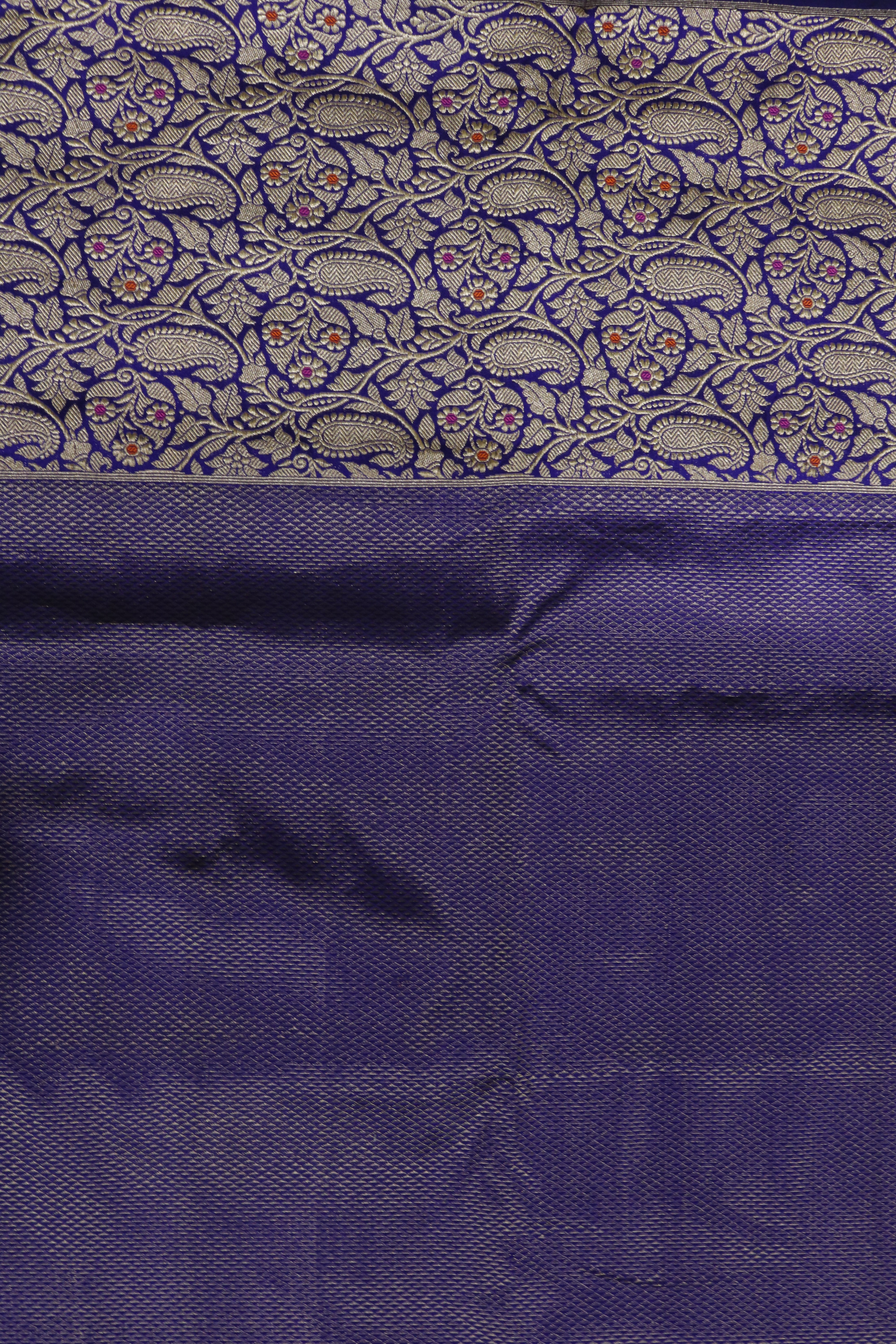 Purple Blue Banarasi Silk Saree