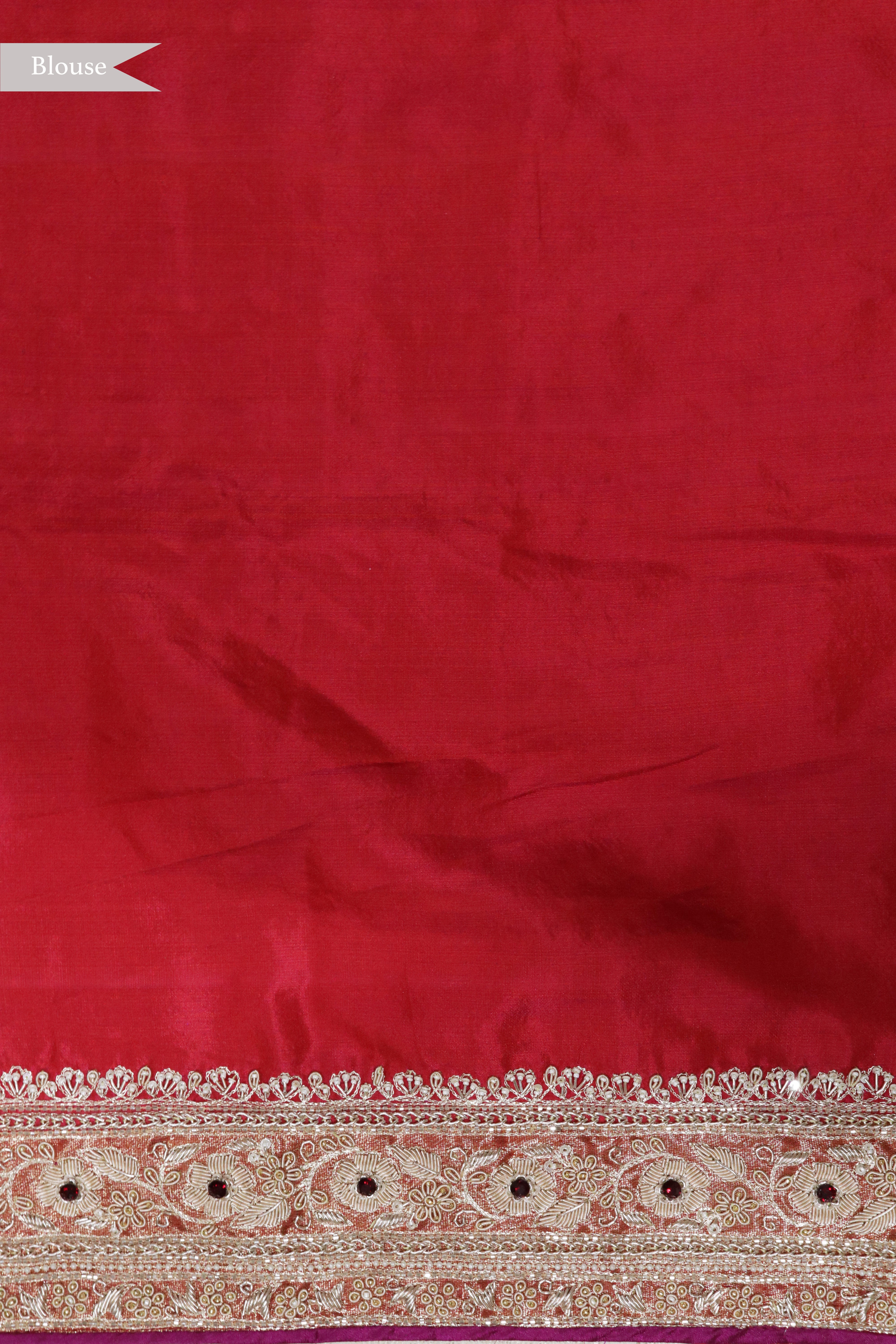Pink Orange Banarasi Silk Saree