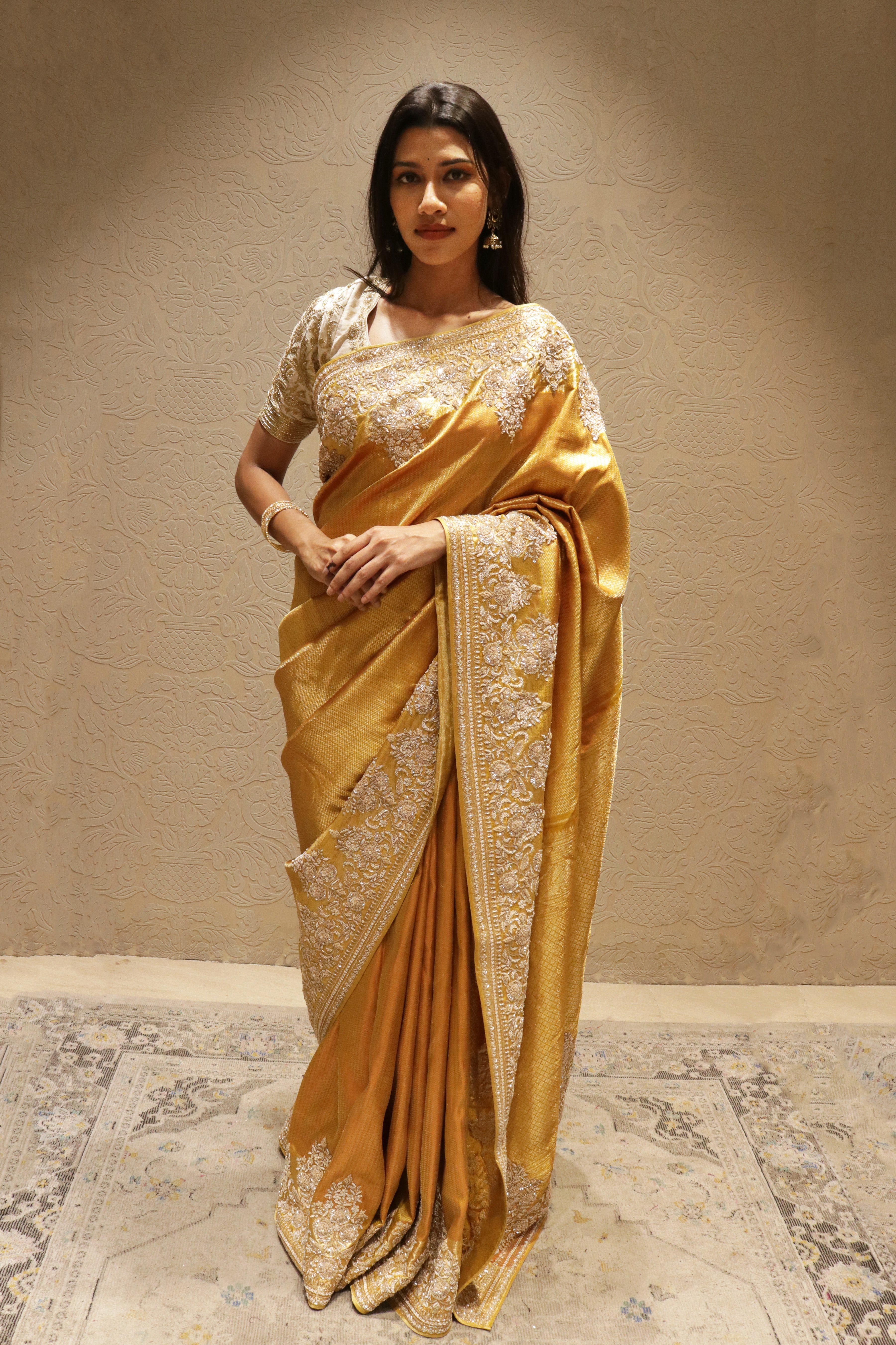 Mustard Kanchipuram Silk Saree