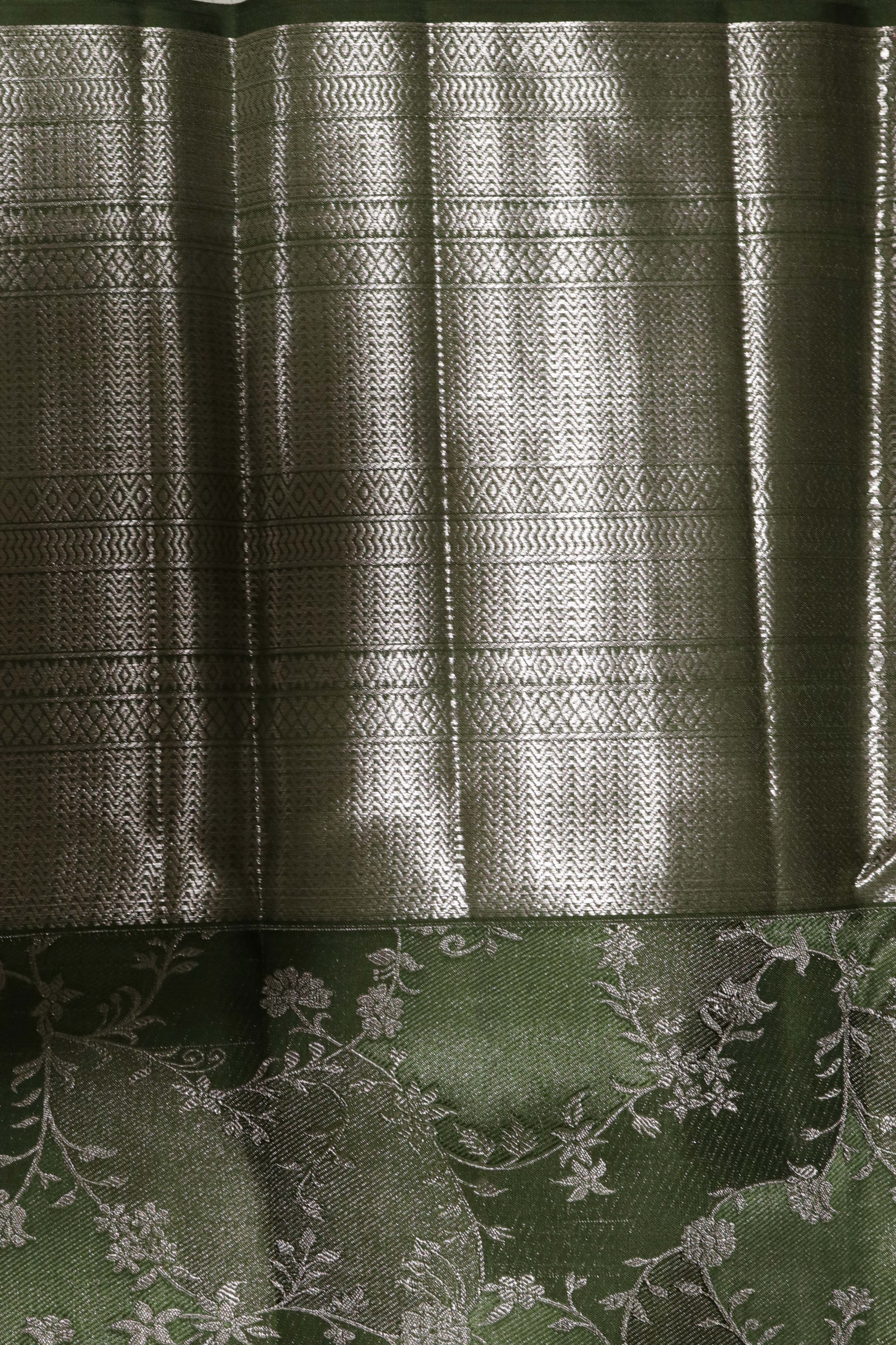 Olive Green Kanchivaram Silk Saree