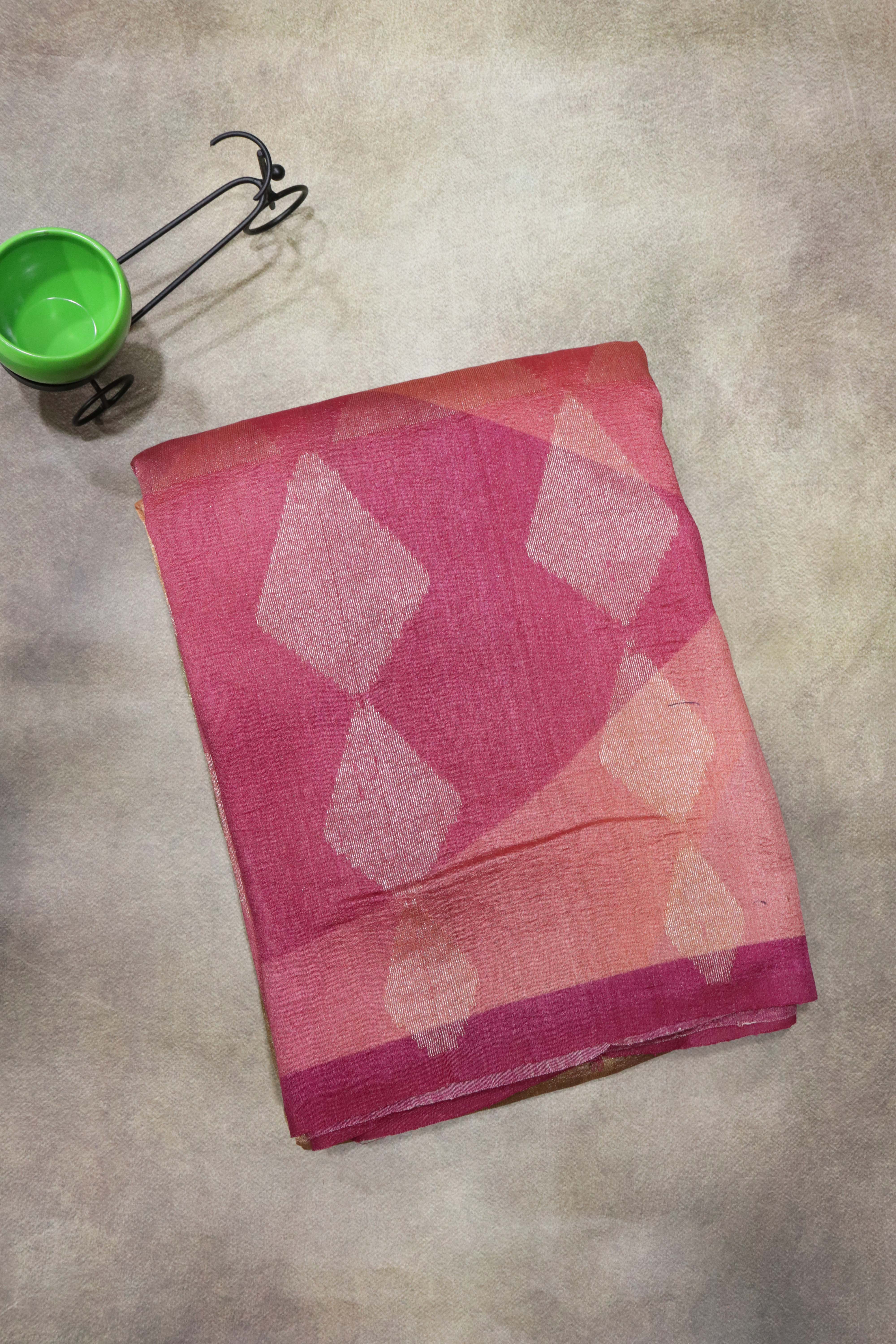 Onion Pink Tussar Georgette Saree