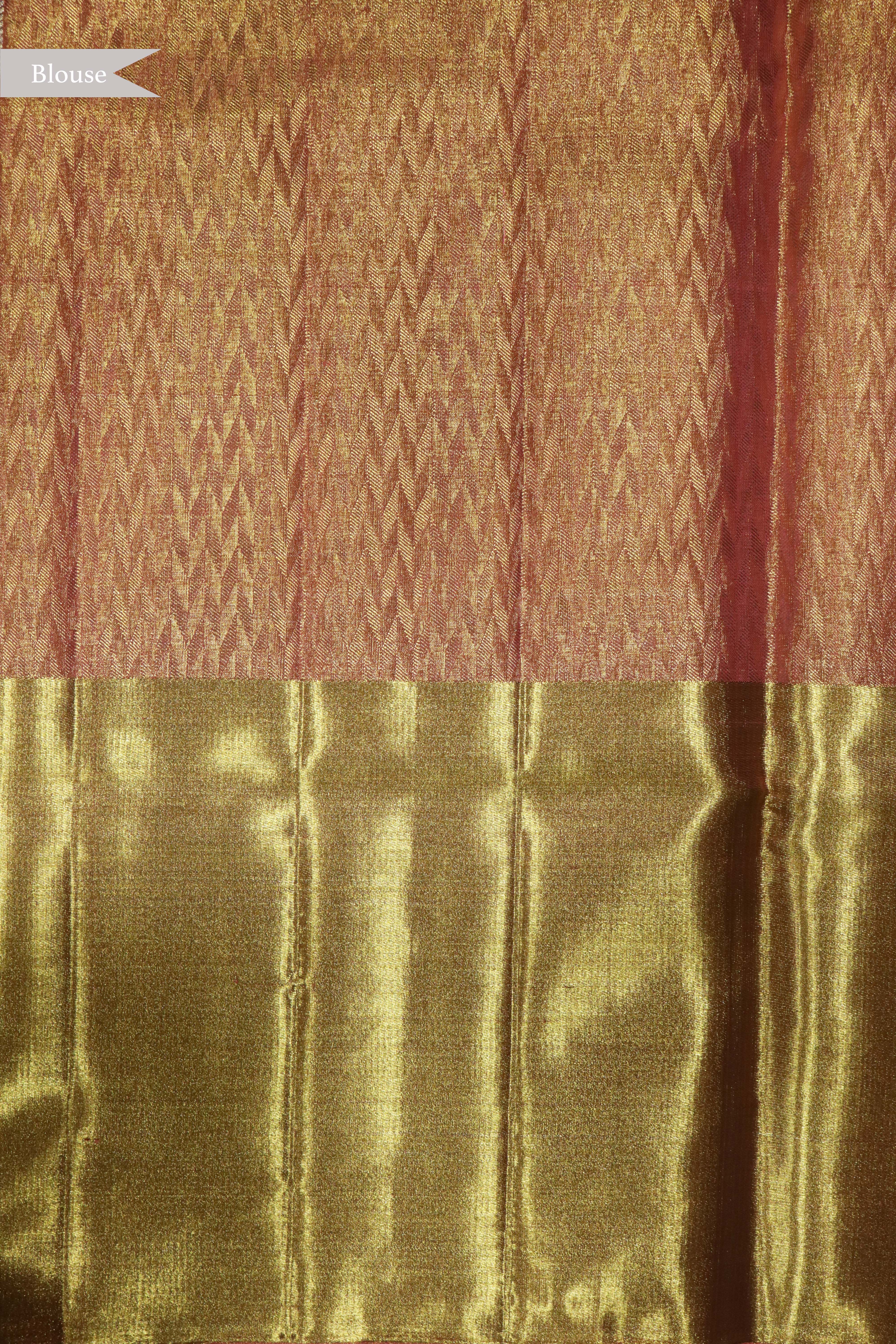 Peach Gold Kanchivaram Tissue Silk Saree