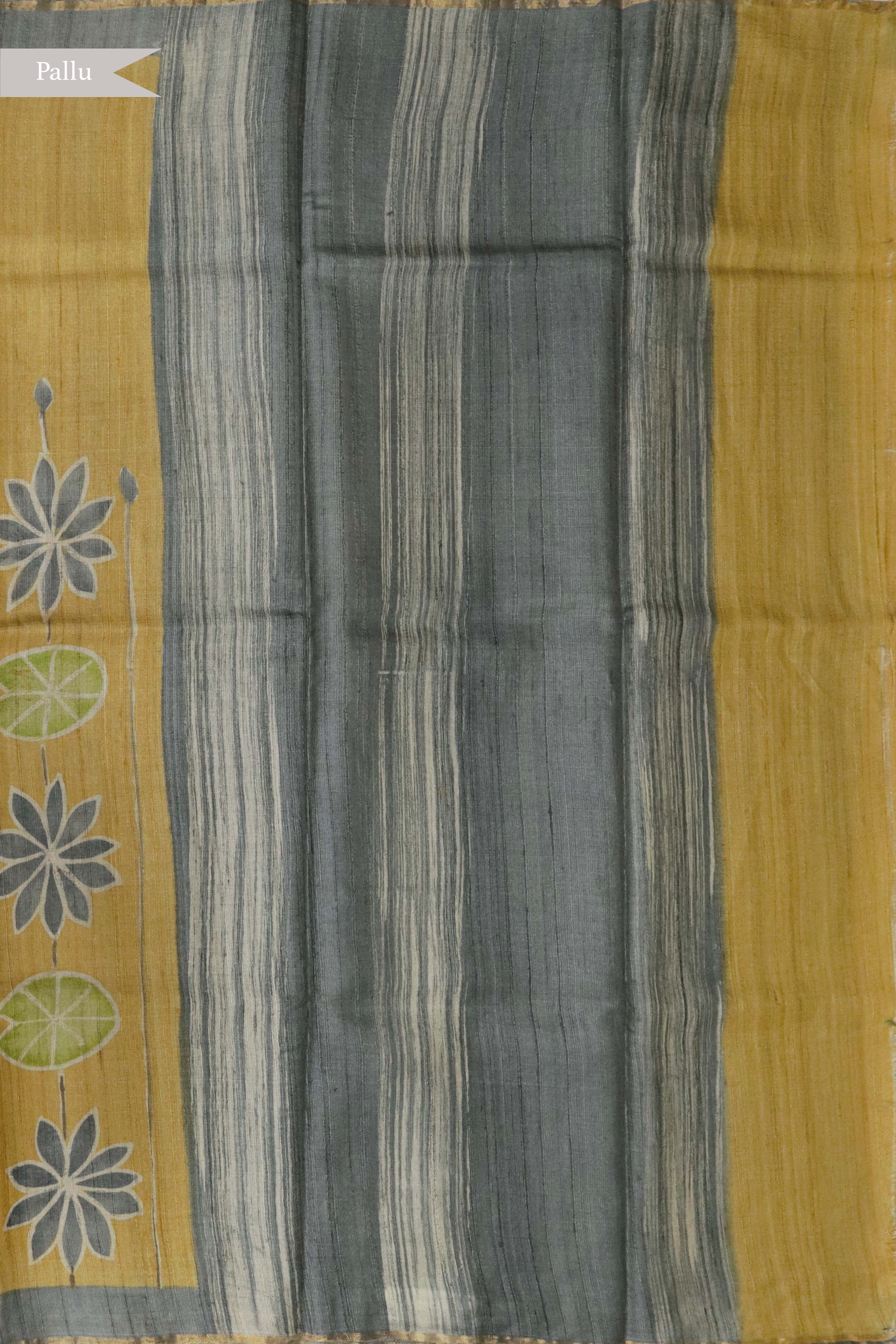 Dark Beige Tussar Silk Saree