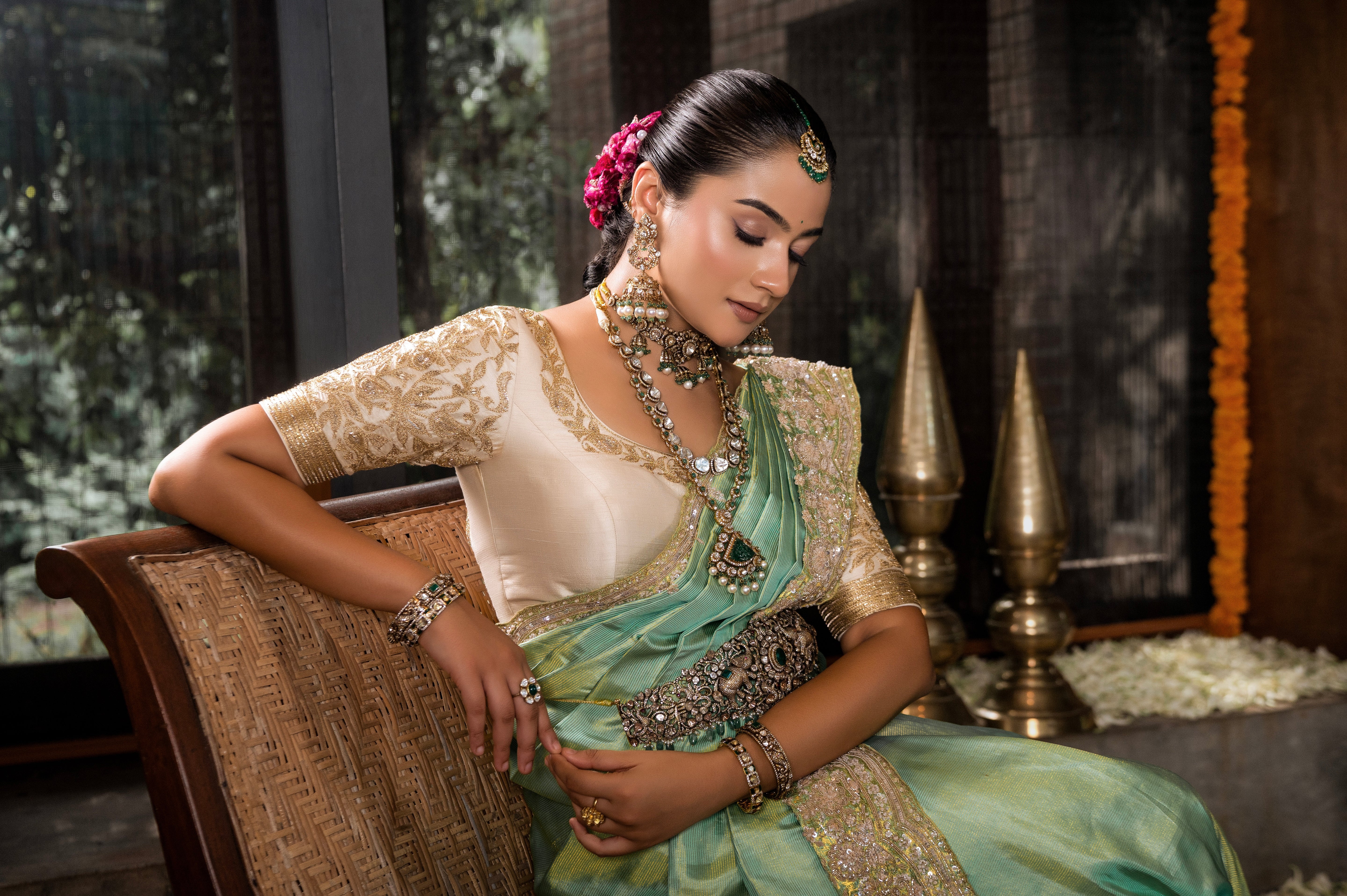 Sea Green Kanchivaram Silk Saree