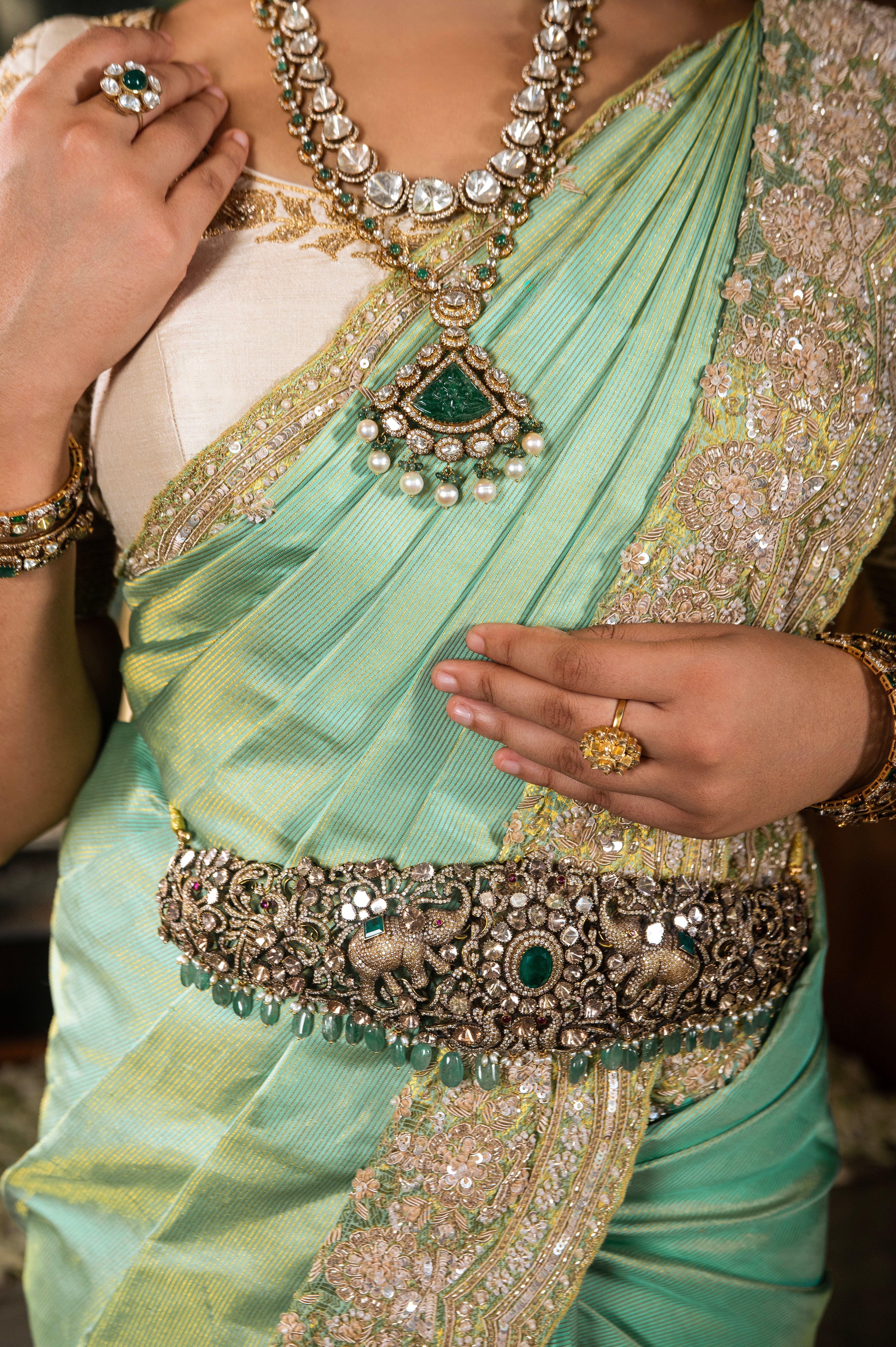 Sea Green Kanchivaram Silk Saree