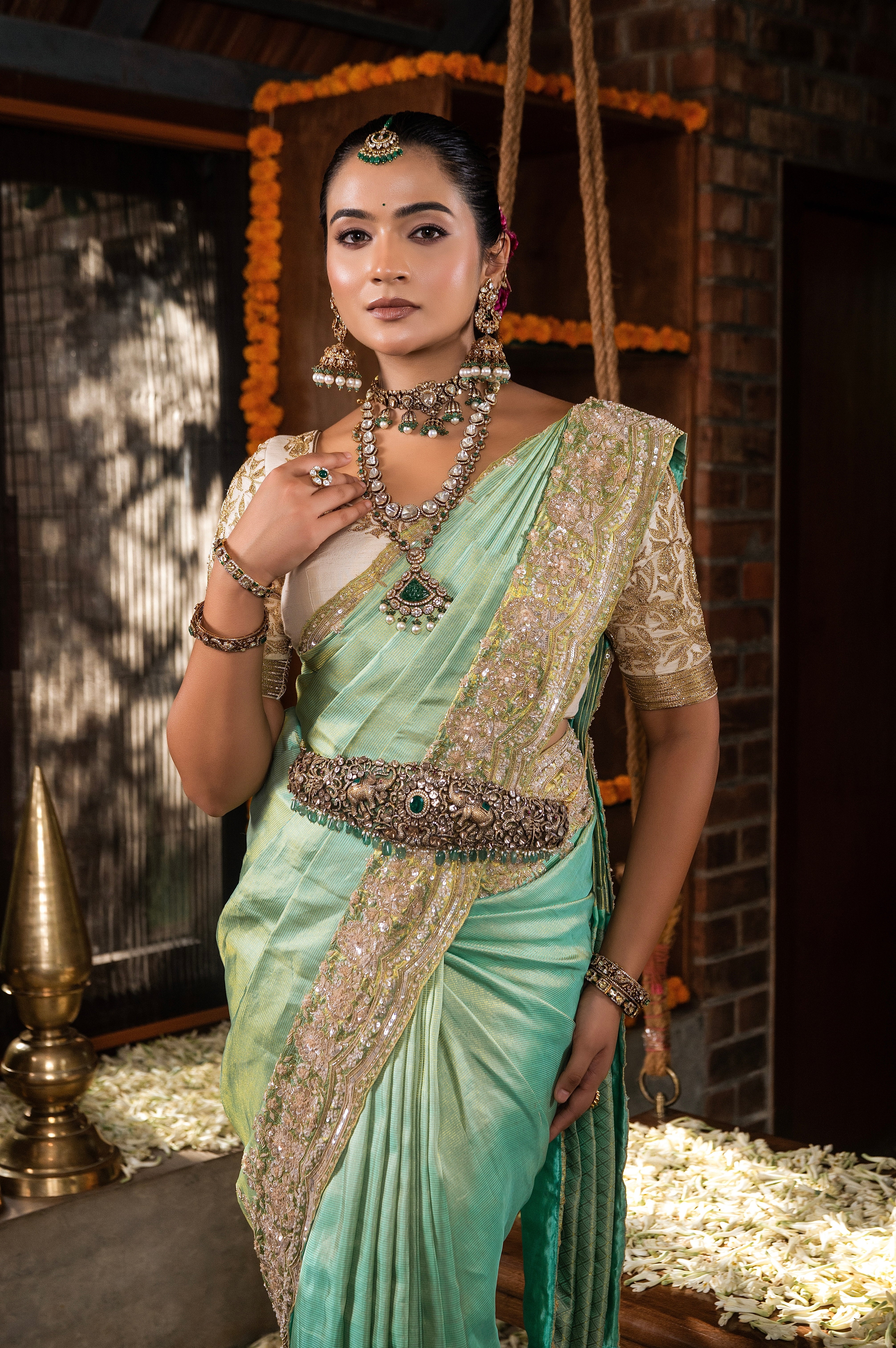 Sea Green Kanchivaram Silk Saree