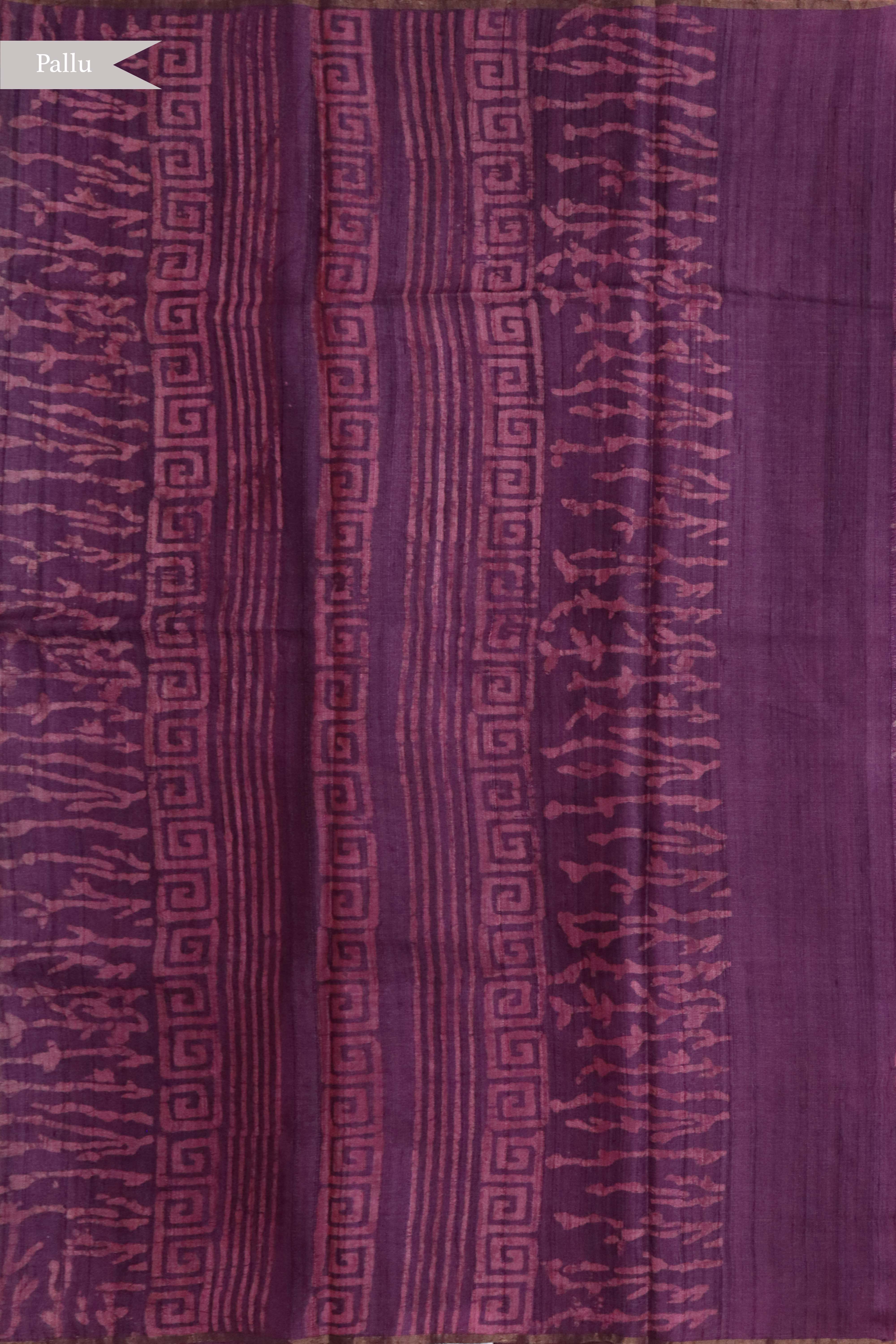 Dark Purple Tussar Silk Saree