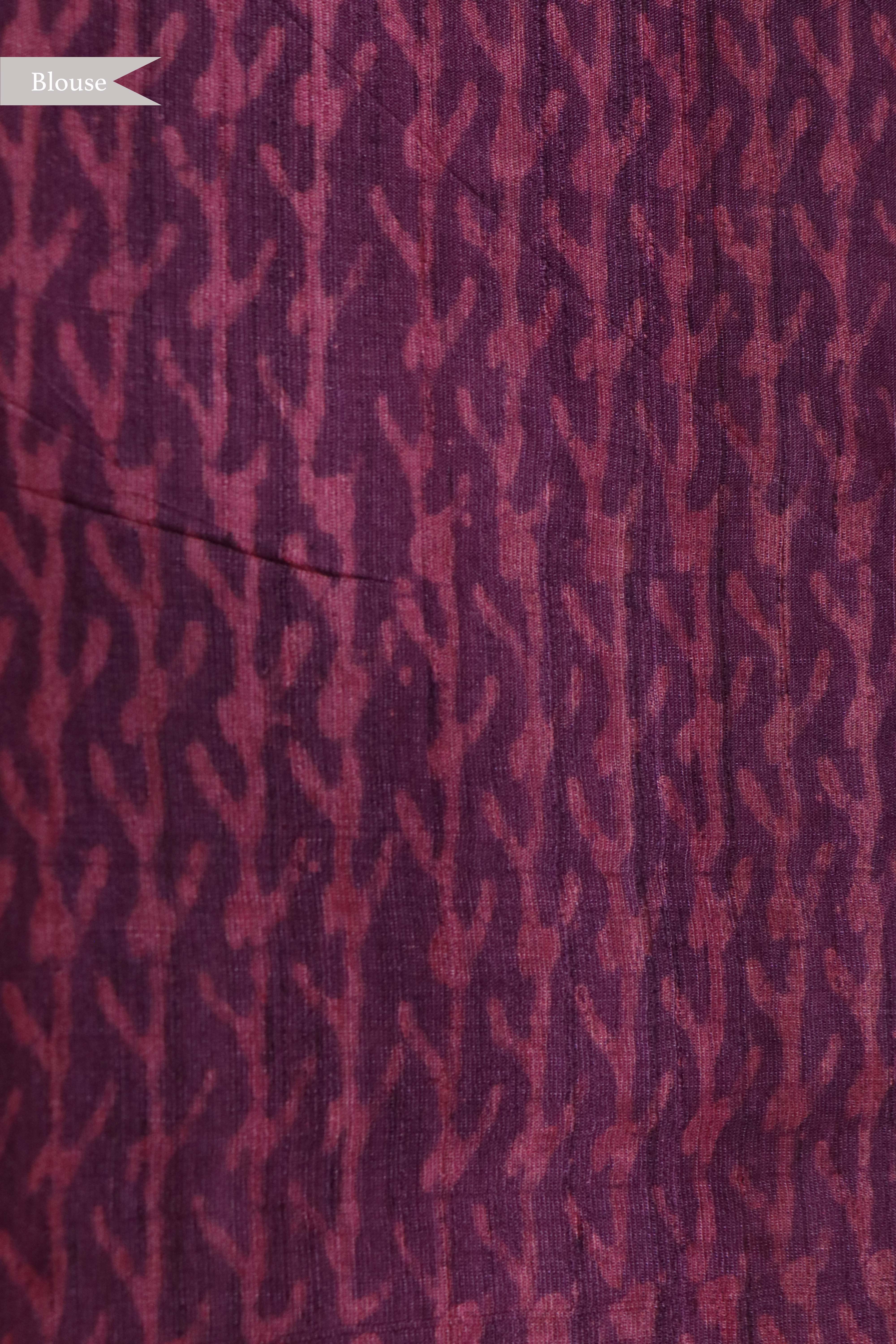 Dark Purple Tussar Silk Saree