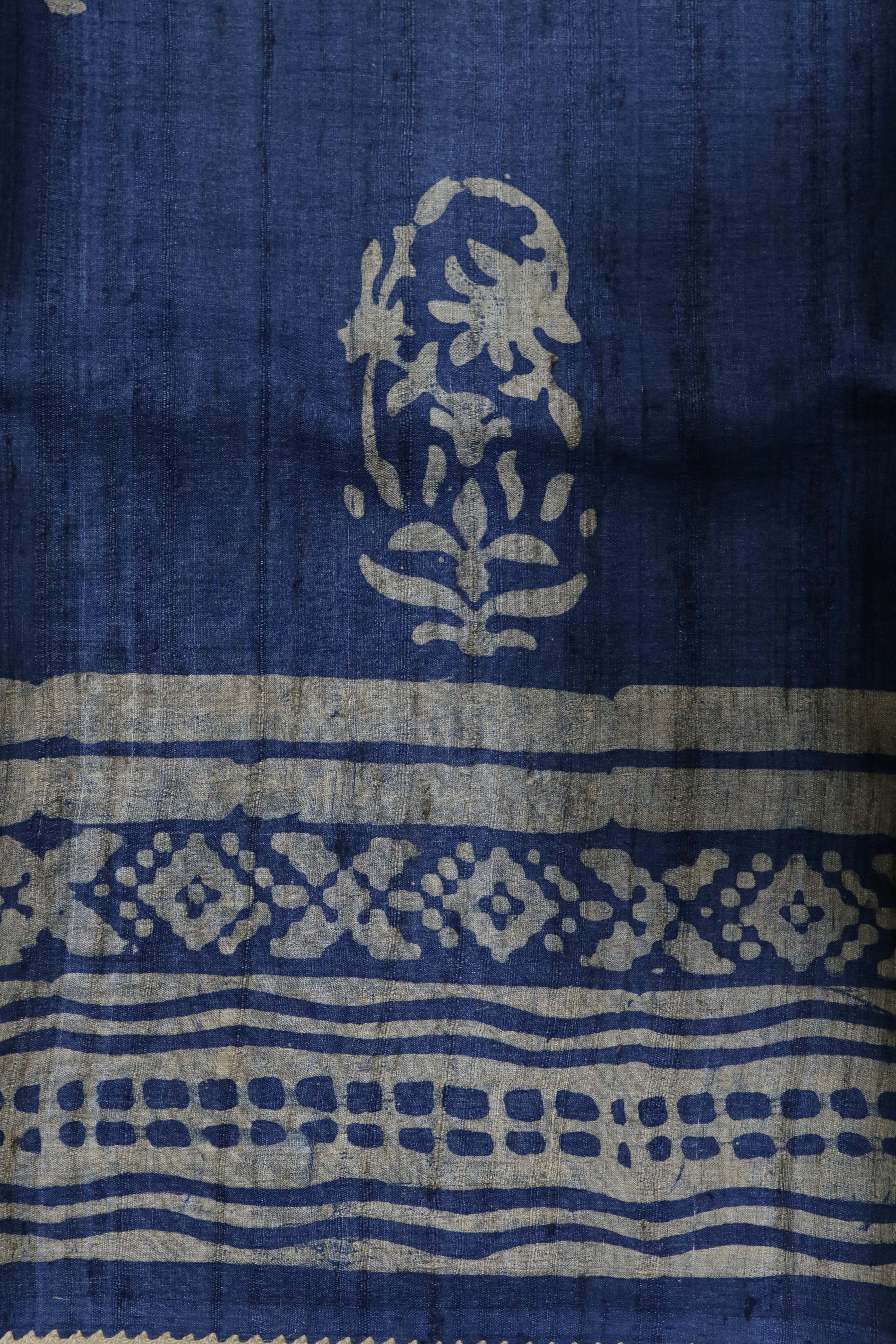 Indigo Blue Tussar Silk Saree