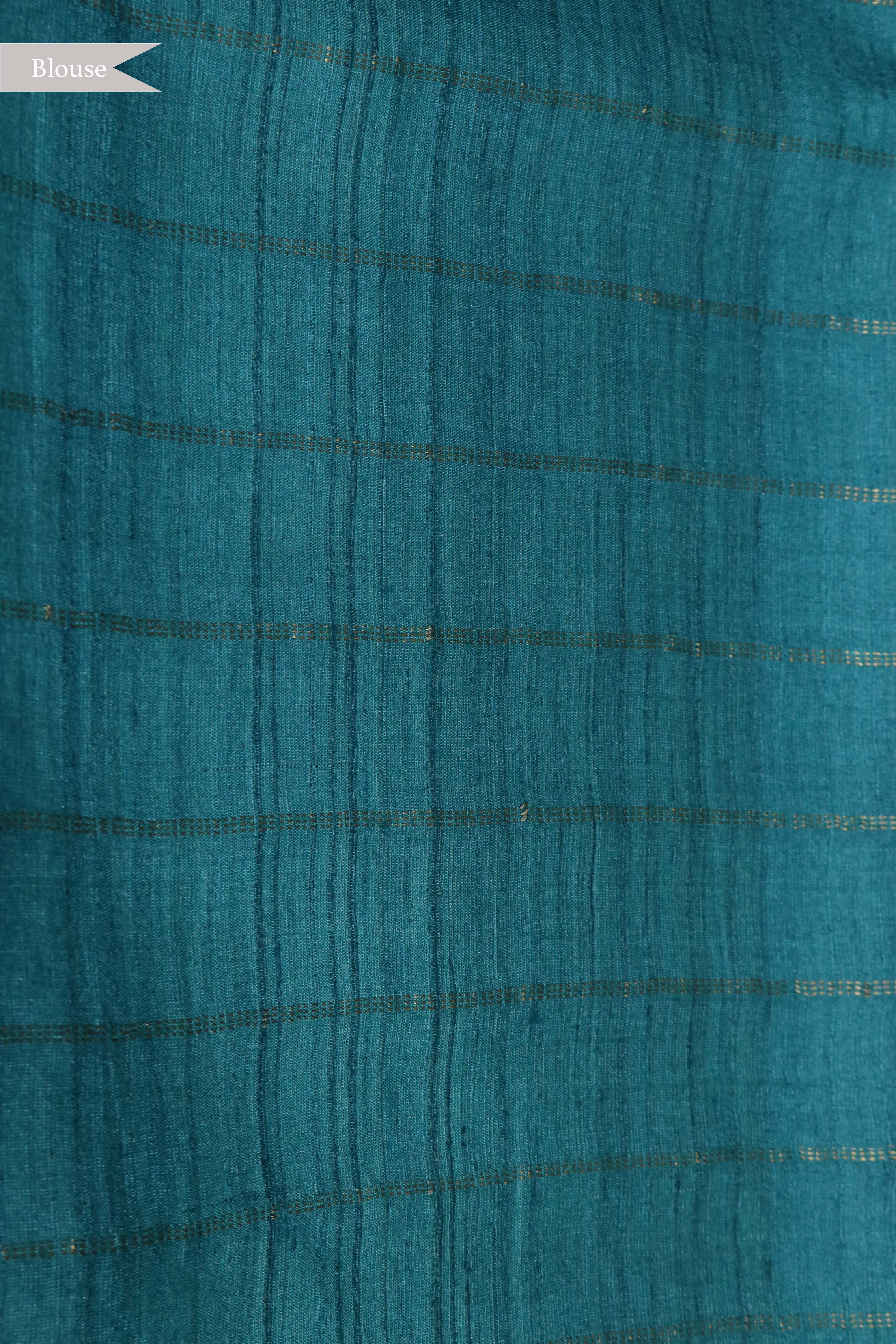Blue Tussar Silk Saree