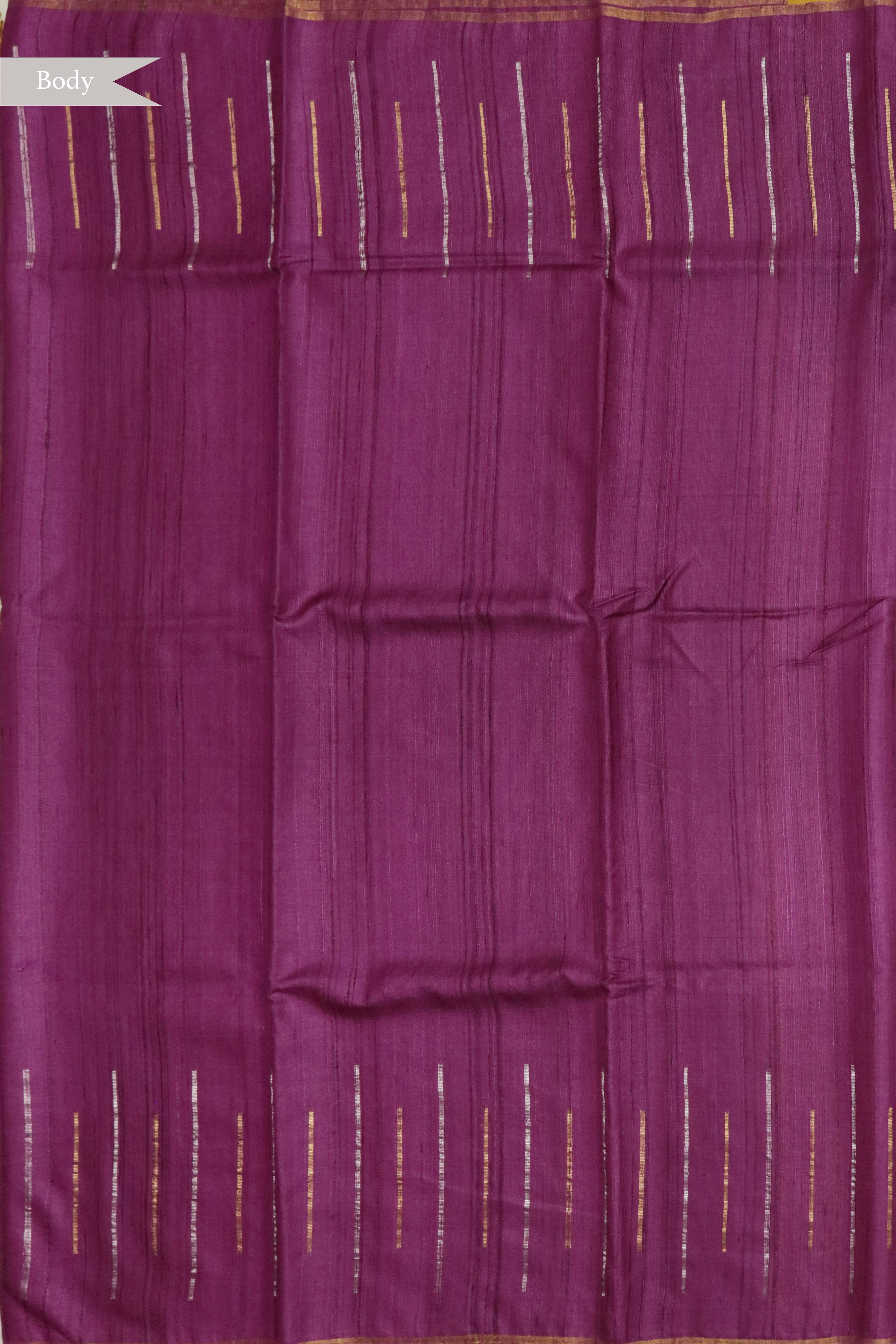Onion Pink Tussar Silk Saree