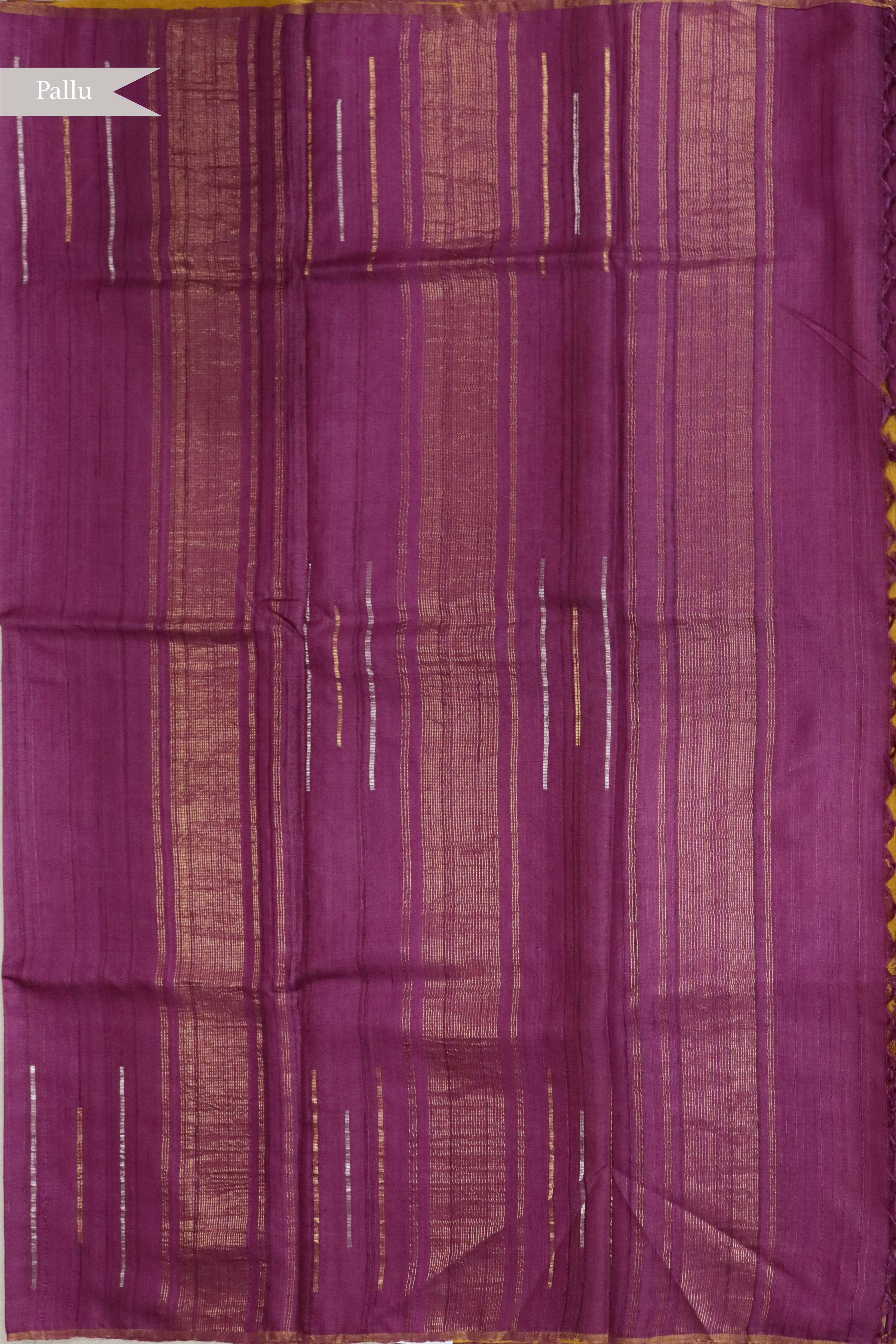 Onion Pink Tussar Silk Saree