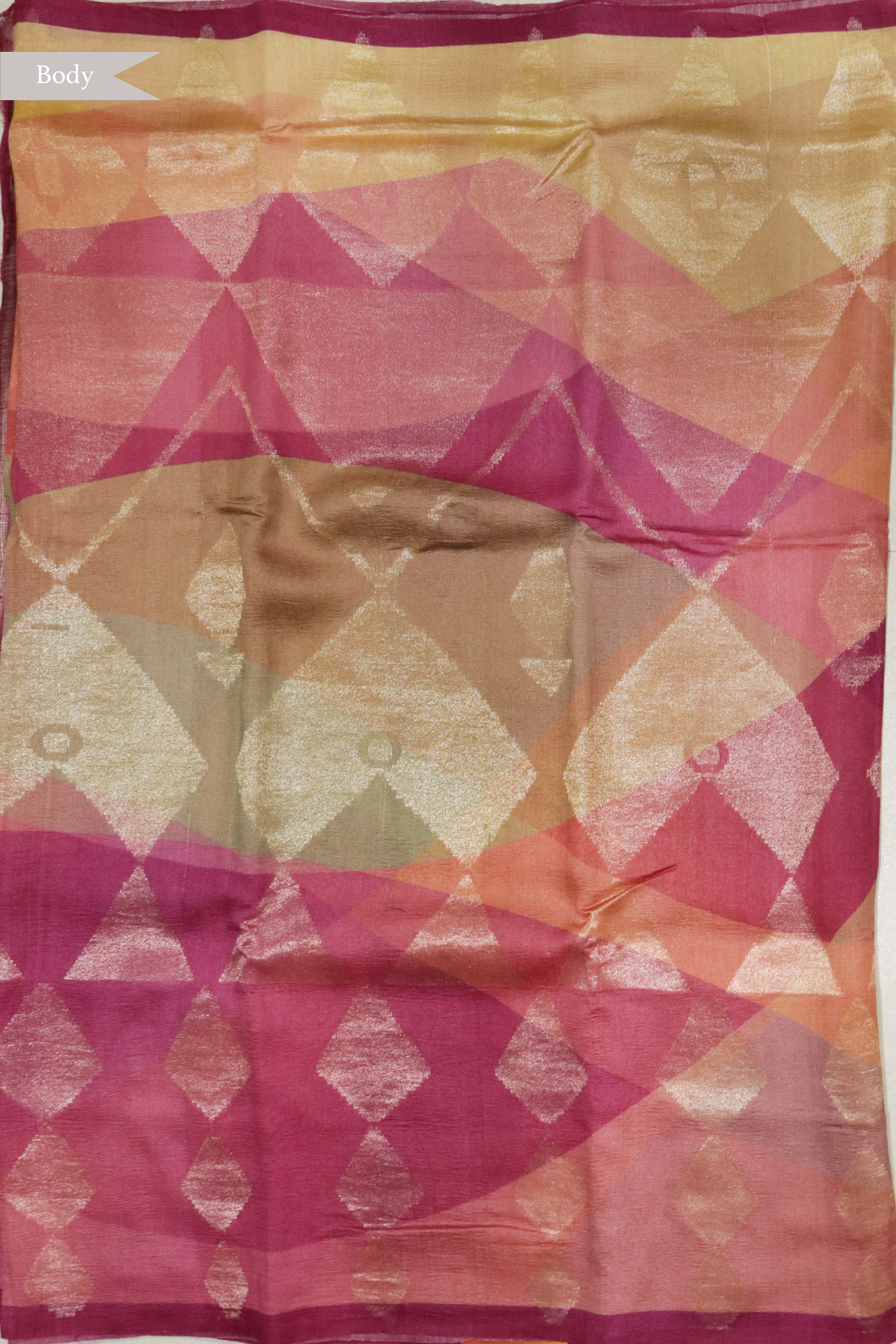 Onion Pink Tussar Georgette Saree