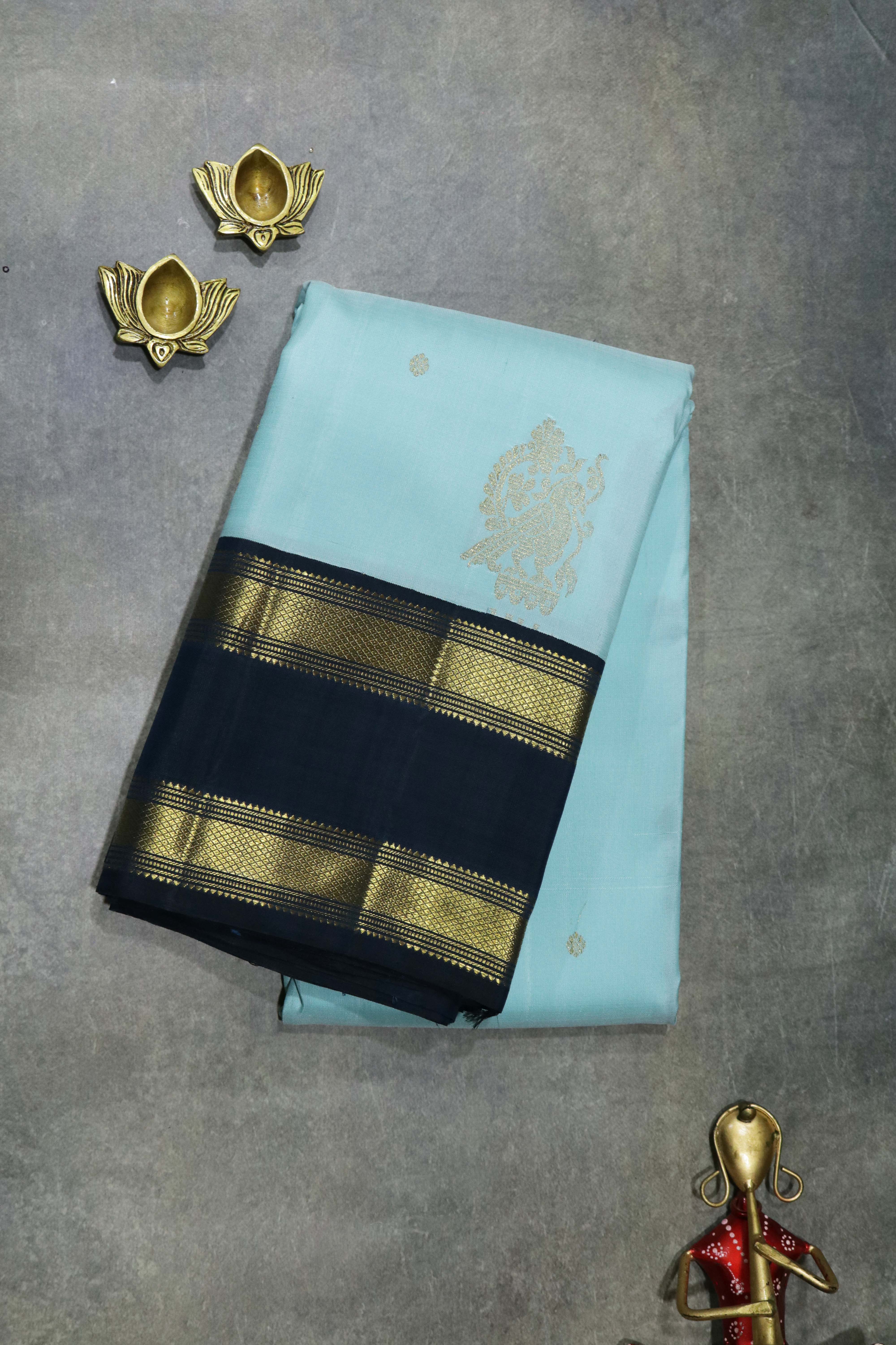 Pastel Blue Kanchivaram Silk Saree