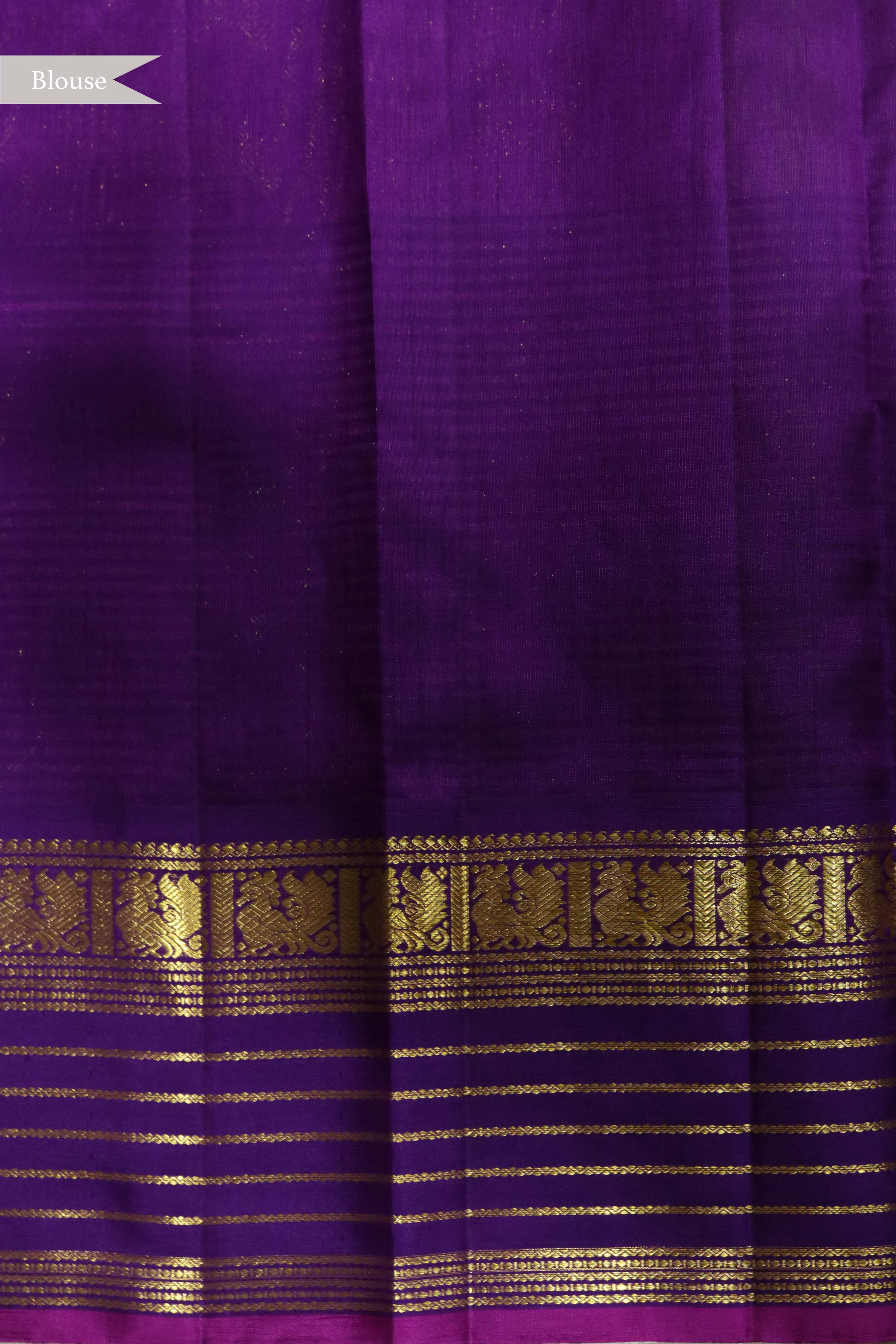 Parrot Green Kanchivaram Kora Saree