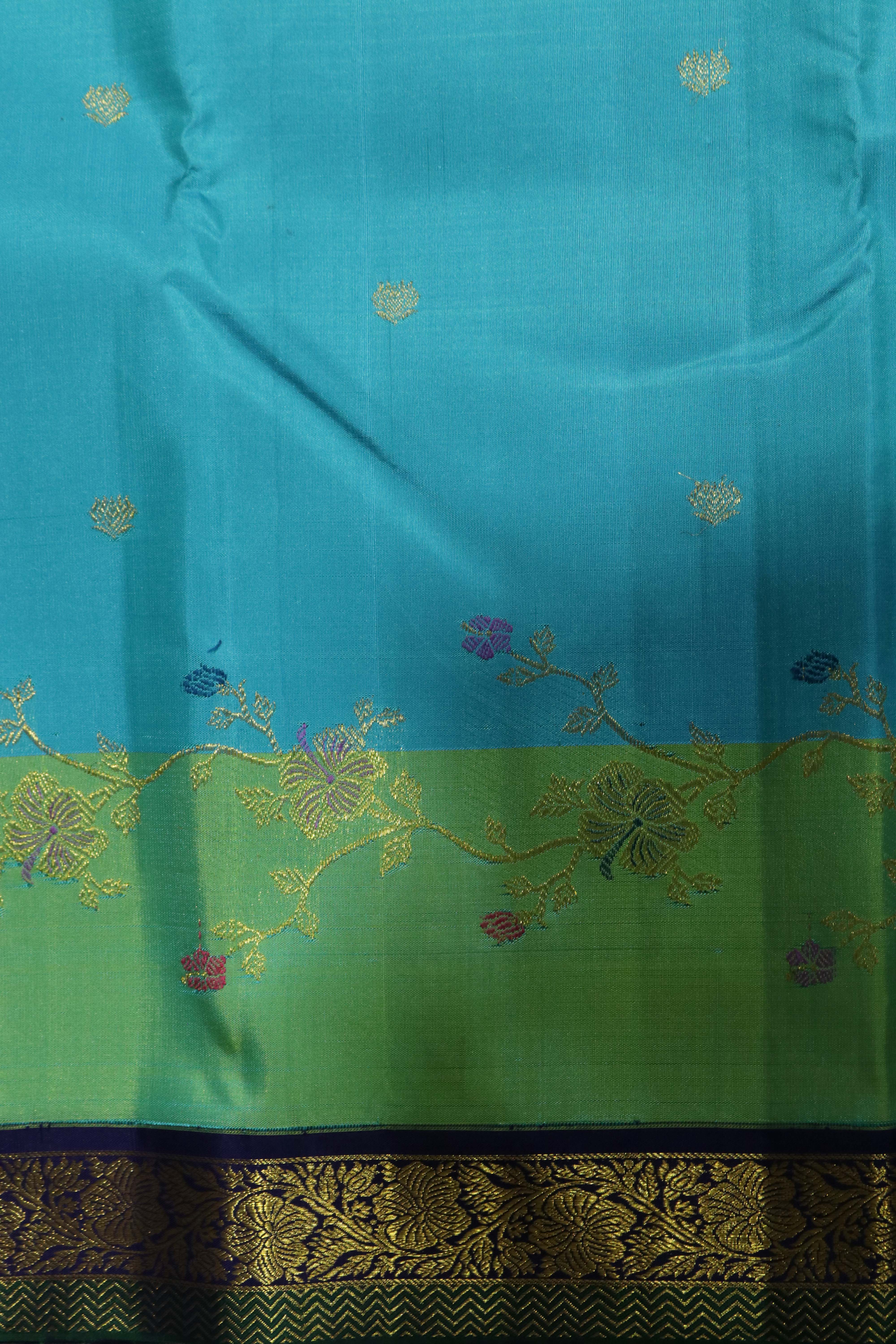 Turquoise Blue Kanchivaram Silk Saree