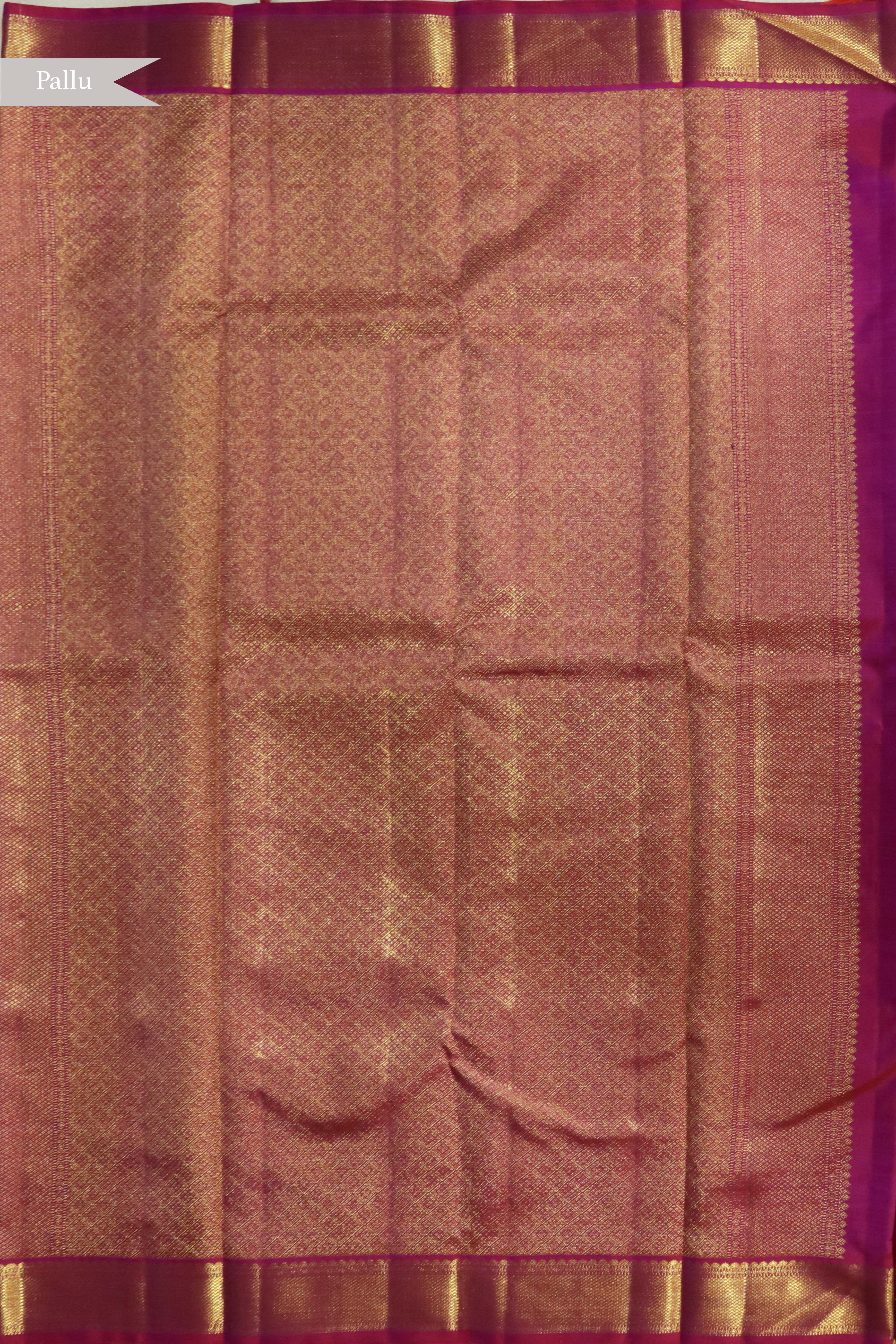 Coral Pink Kanchivaram Silk Saree