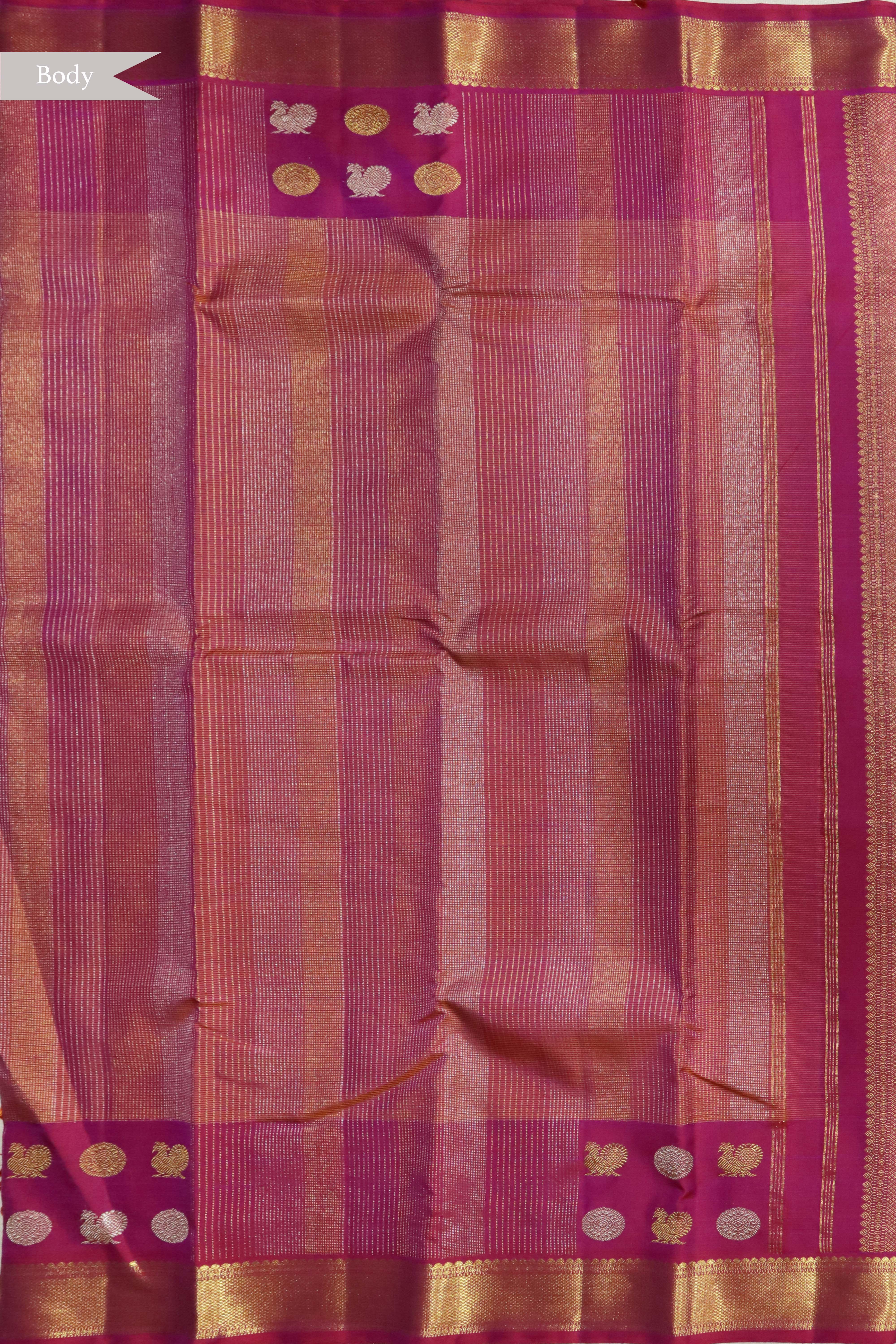 Coral Pink Kanchivaram Silk Saree