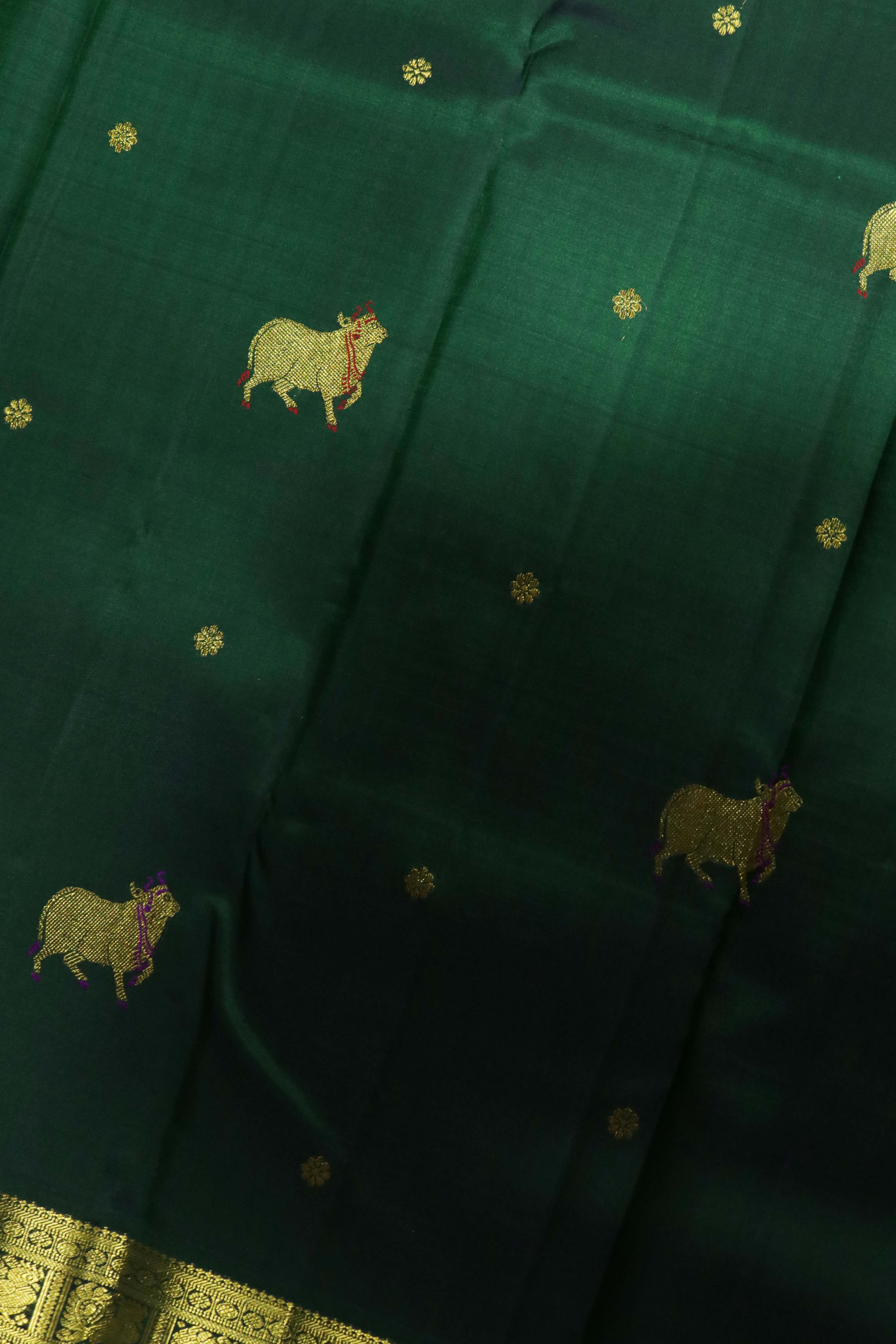 Bottle Green Kanchivaram Silk Saree