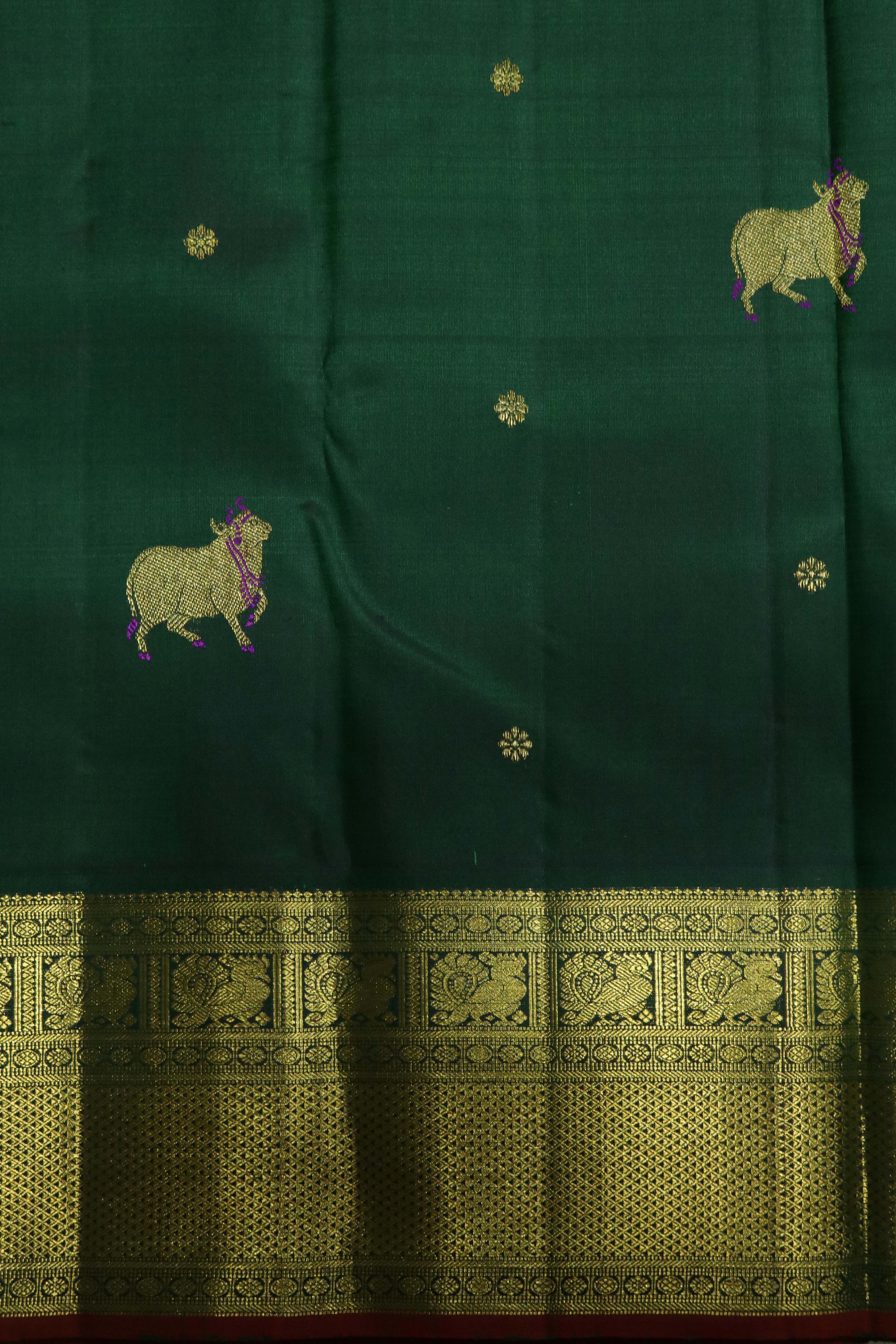 Bottle Green Kanchivaram Silk Saree