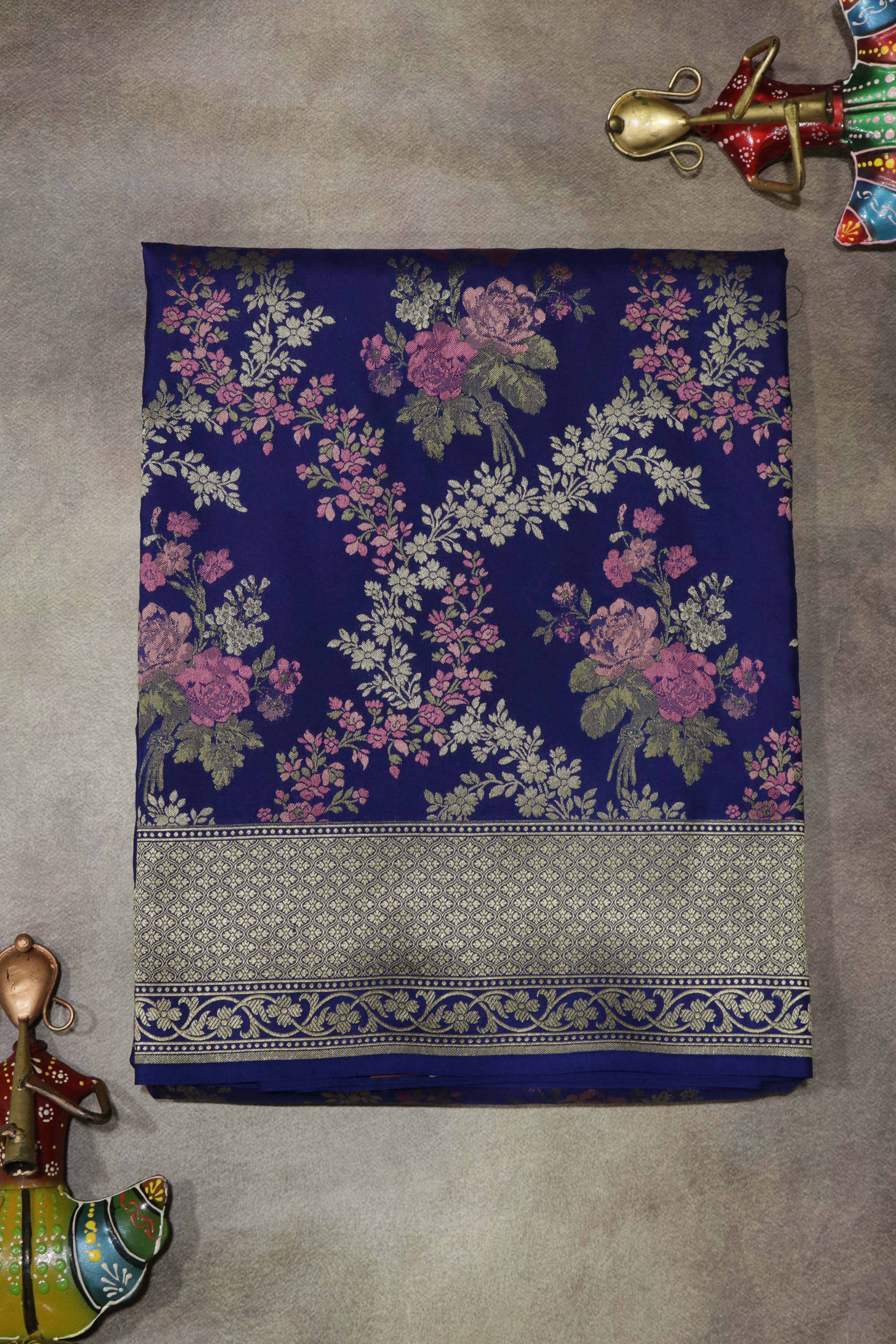 Ink Blue Banarasi Silk Saree