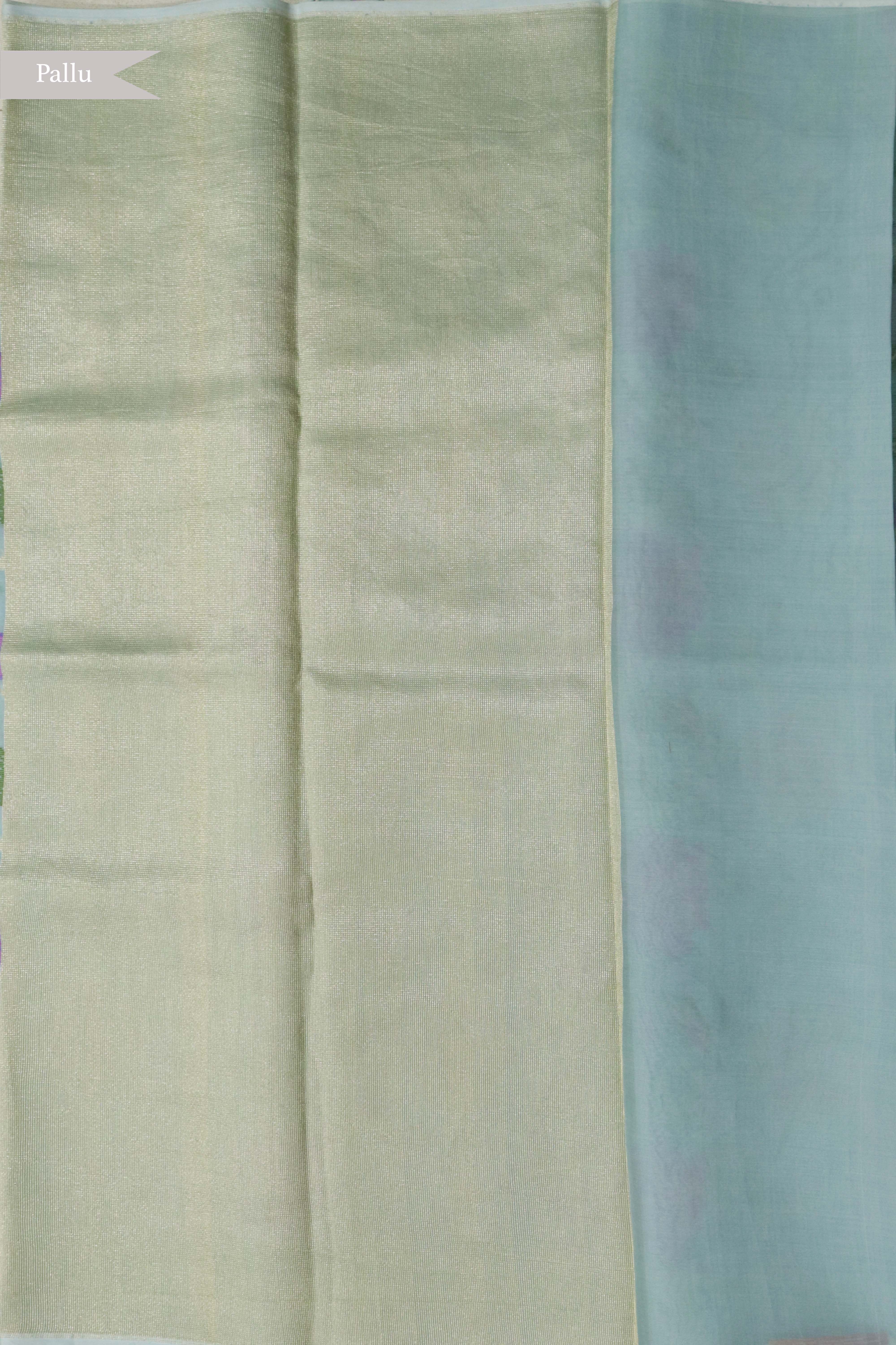 Sky Blue Banarasi Kora Silk Jamdani Saree