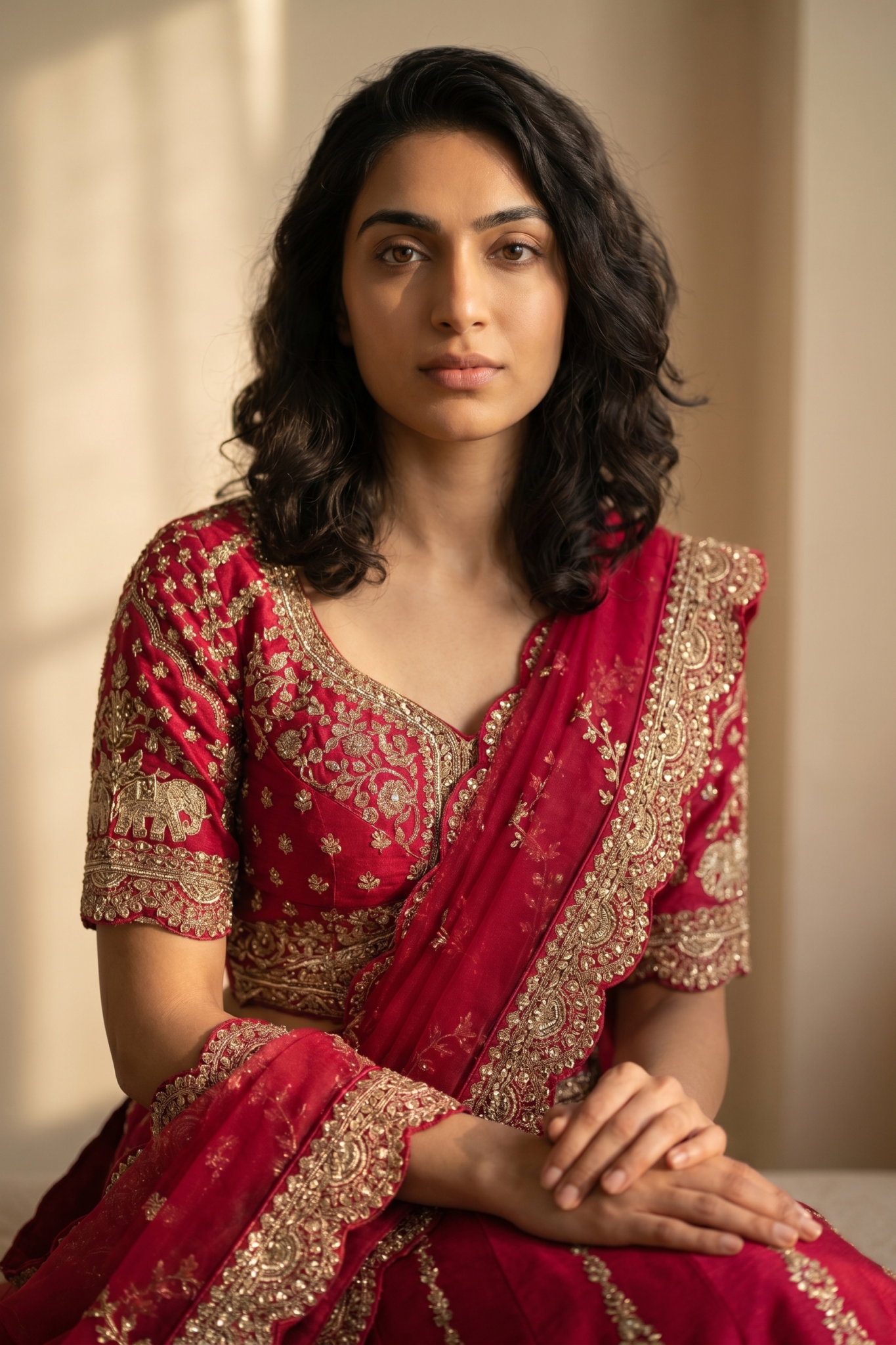 Royal Red Raw Silk Bridal Lehenga