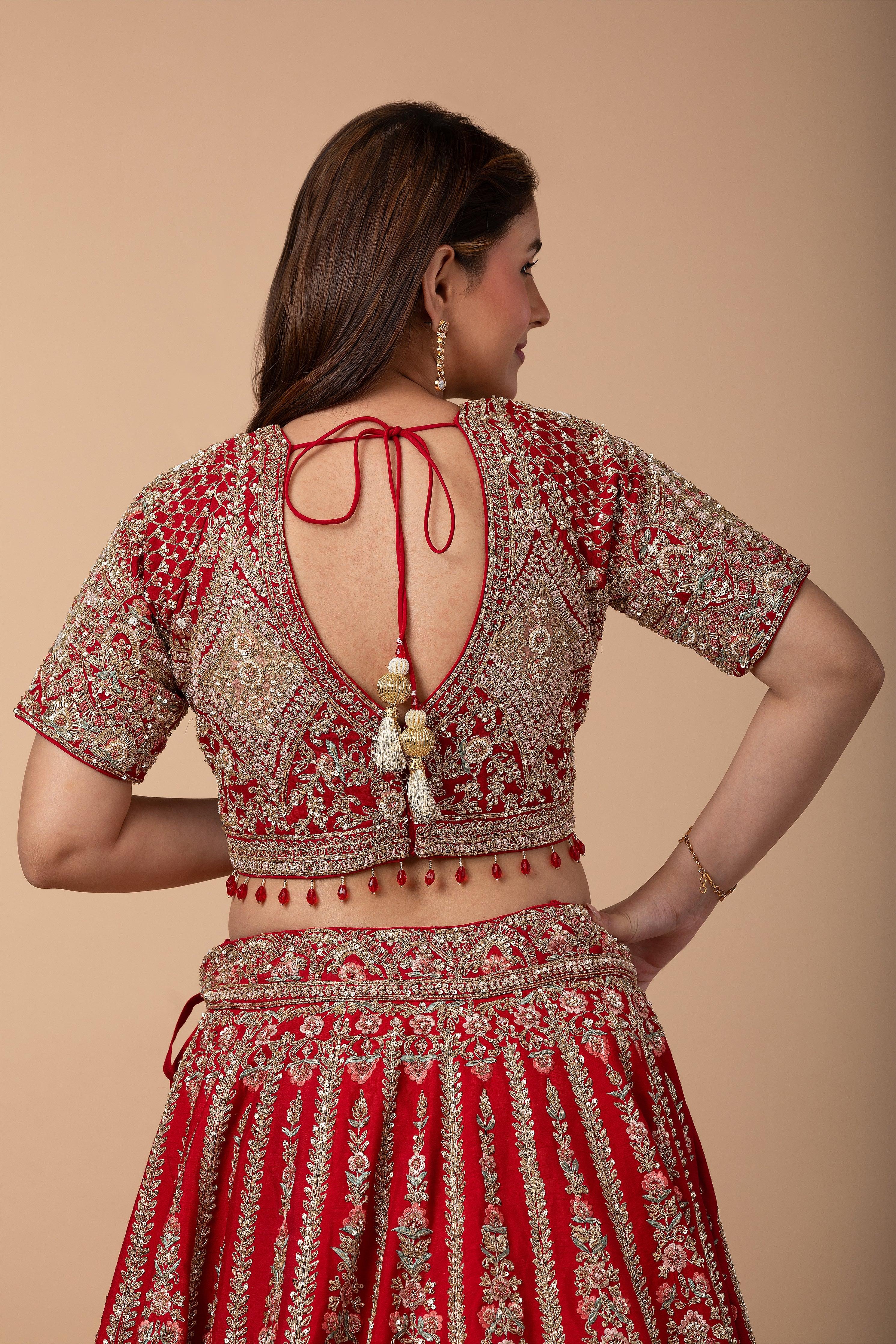 Regal Red Bridal Lehenga set - Mokshaa
