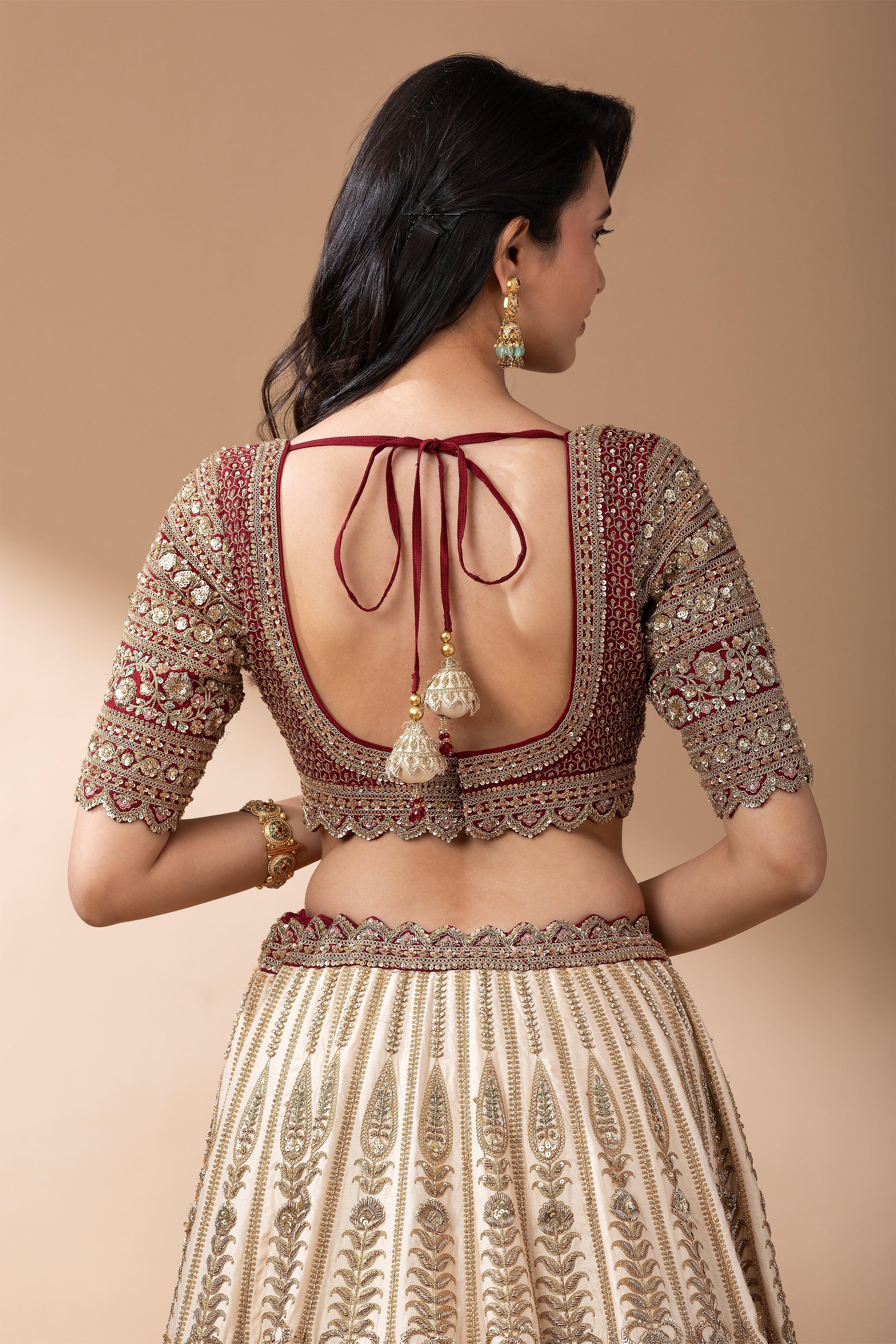 Regal Multicolor Paneled Bridal Lehenga - Mokshaa