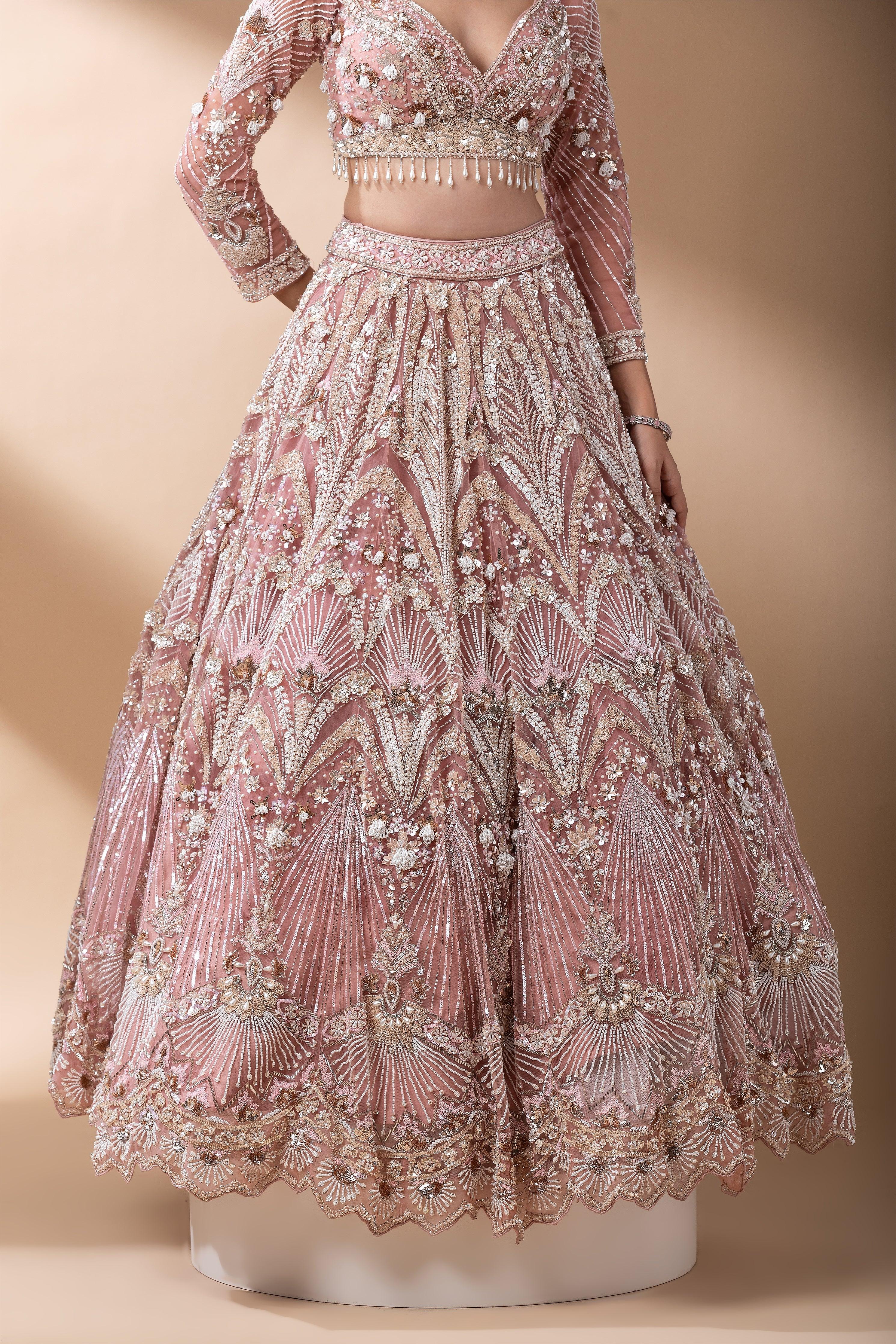 Blush Pink Bridal Lehenga Set - Mokshaa