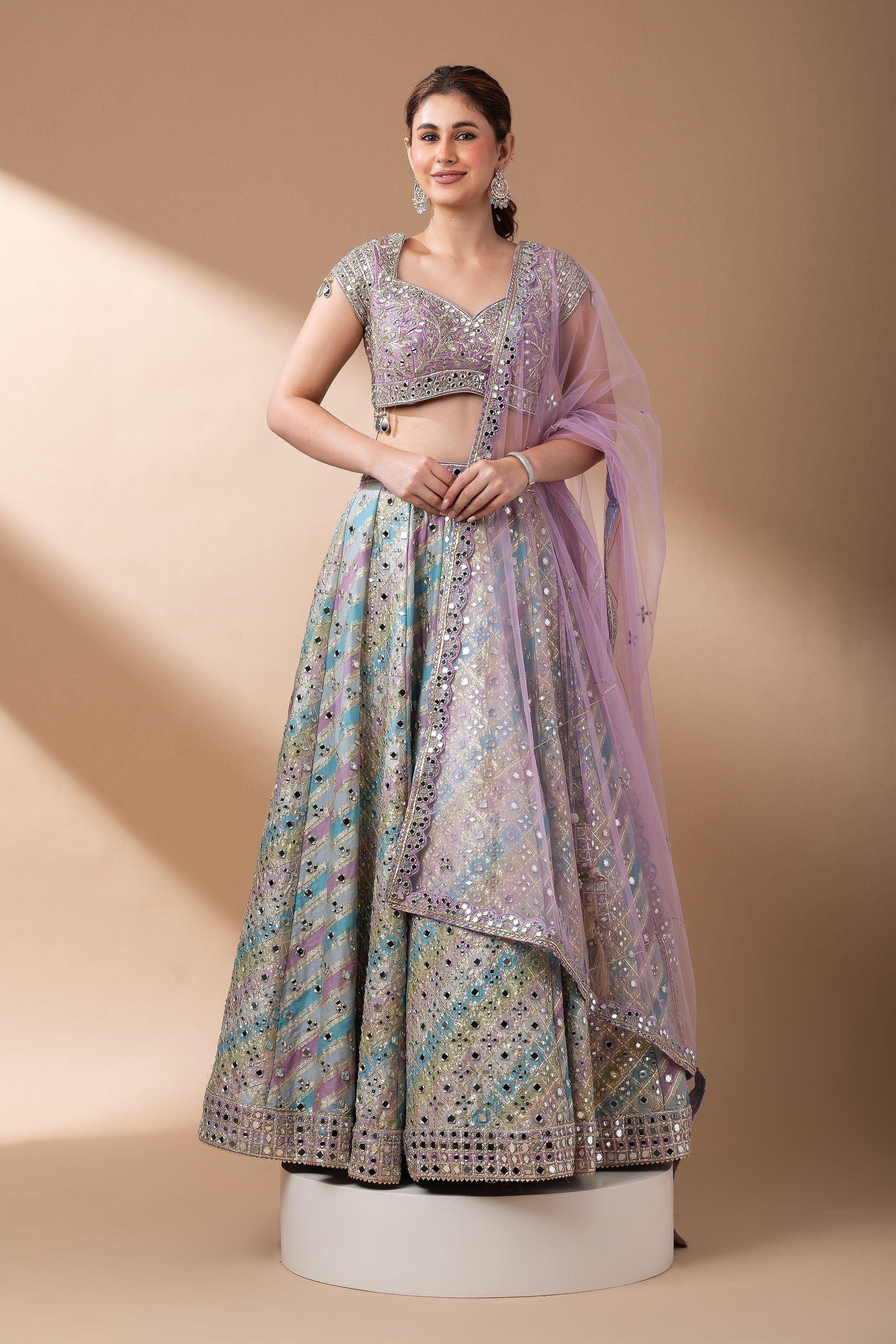 Lavender Multicolor Lehenga Set - Mokshaa