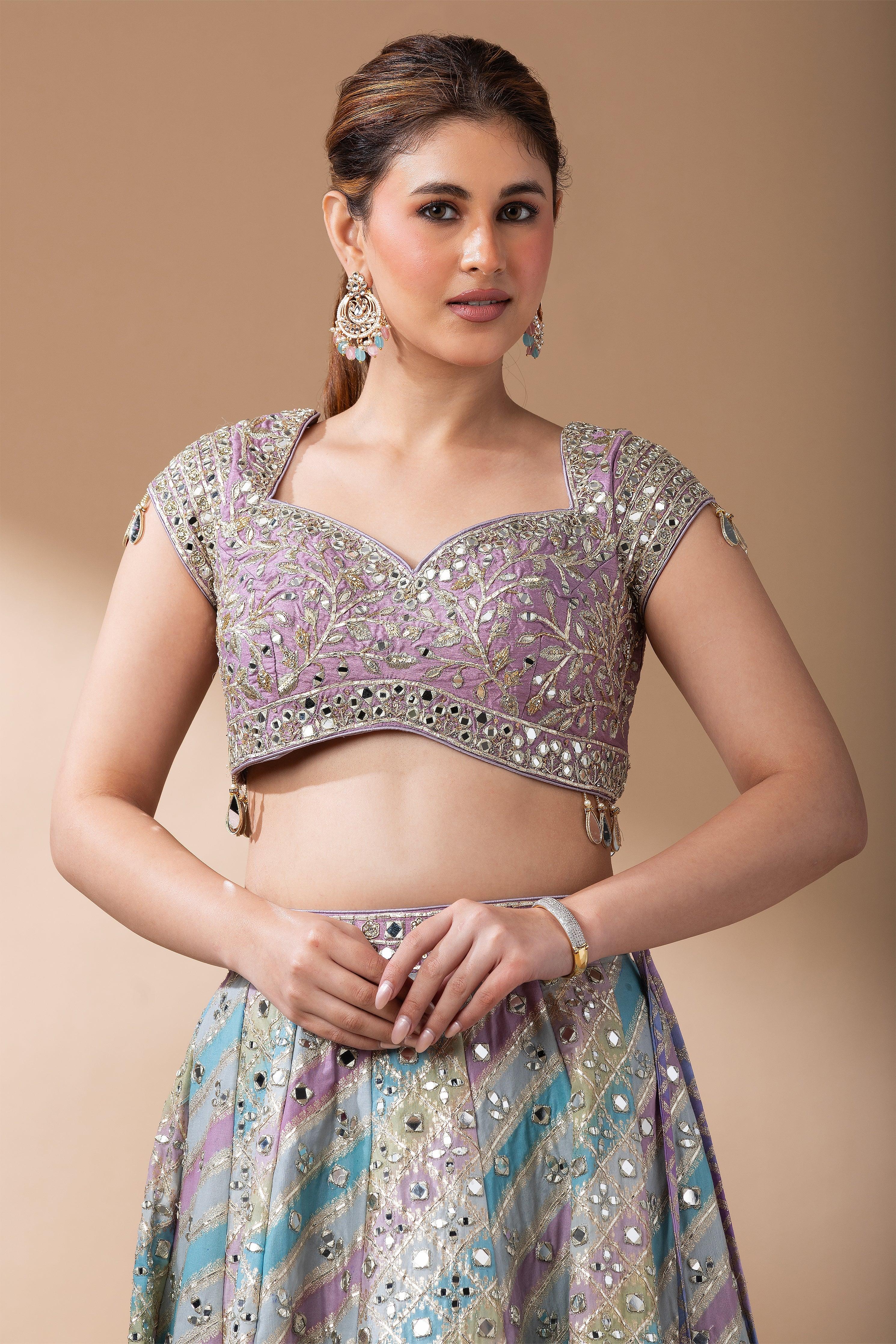 Lavender Multicolor Lehenga Set - Mokshaa