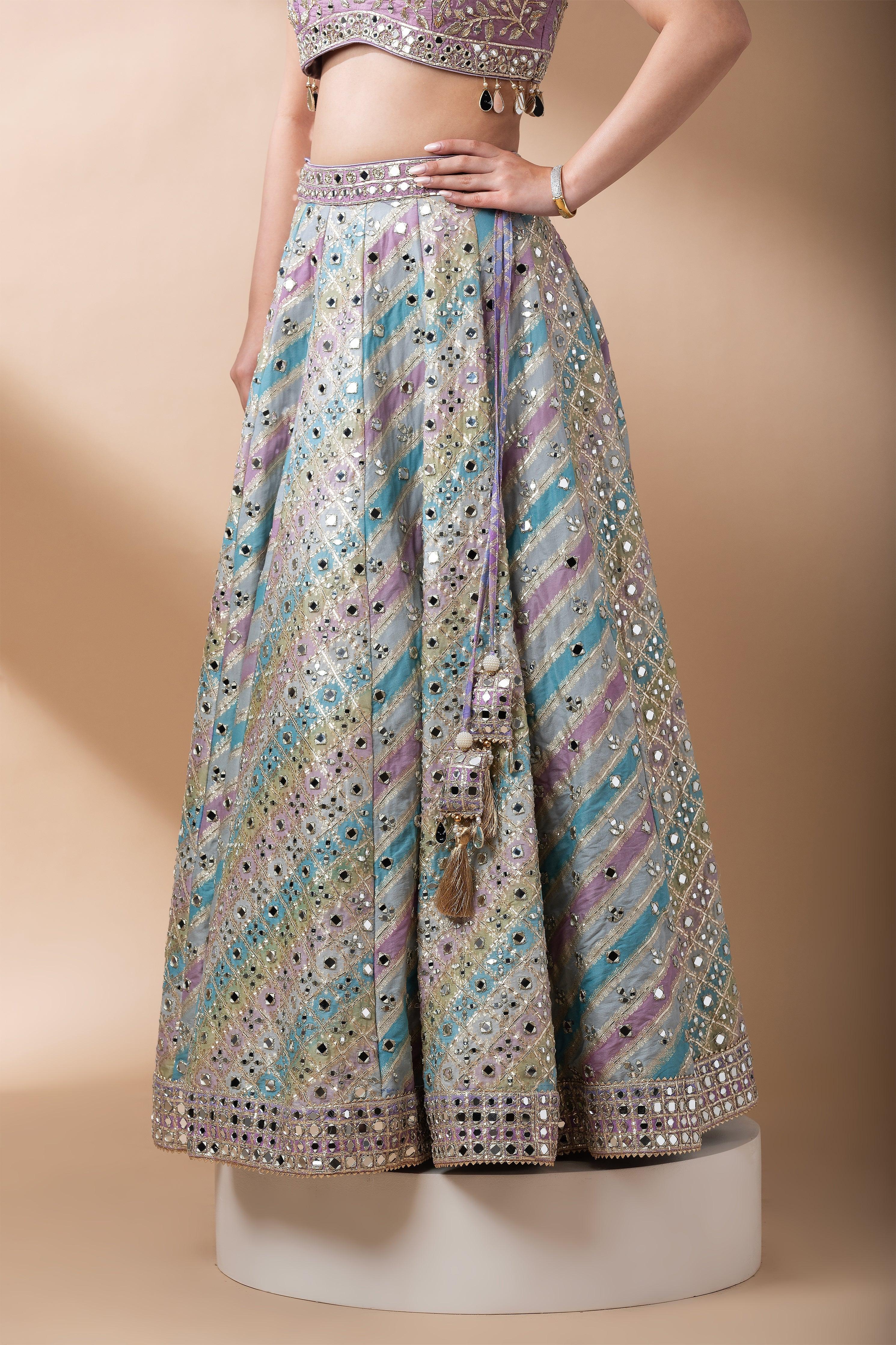 Lavender Multicolor Lehenga Set - Mokshaa