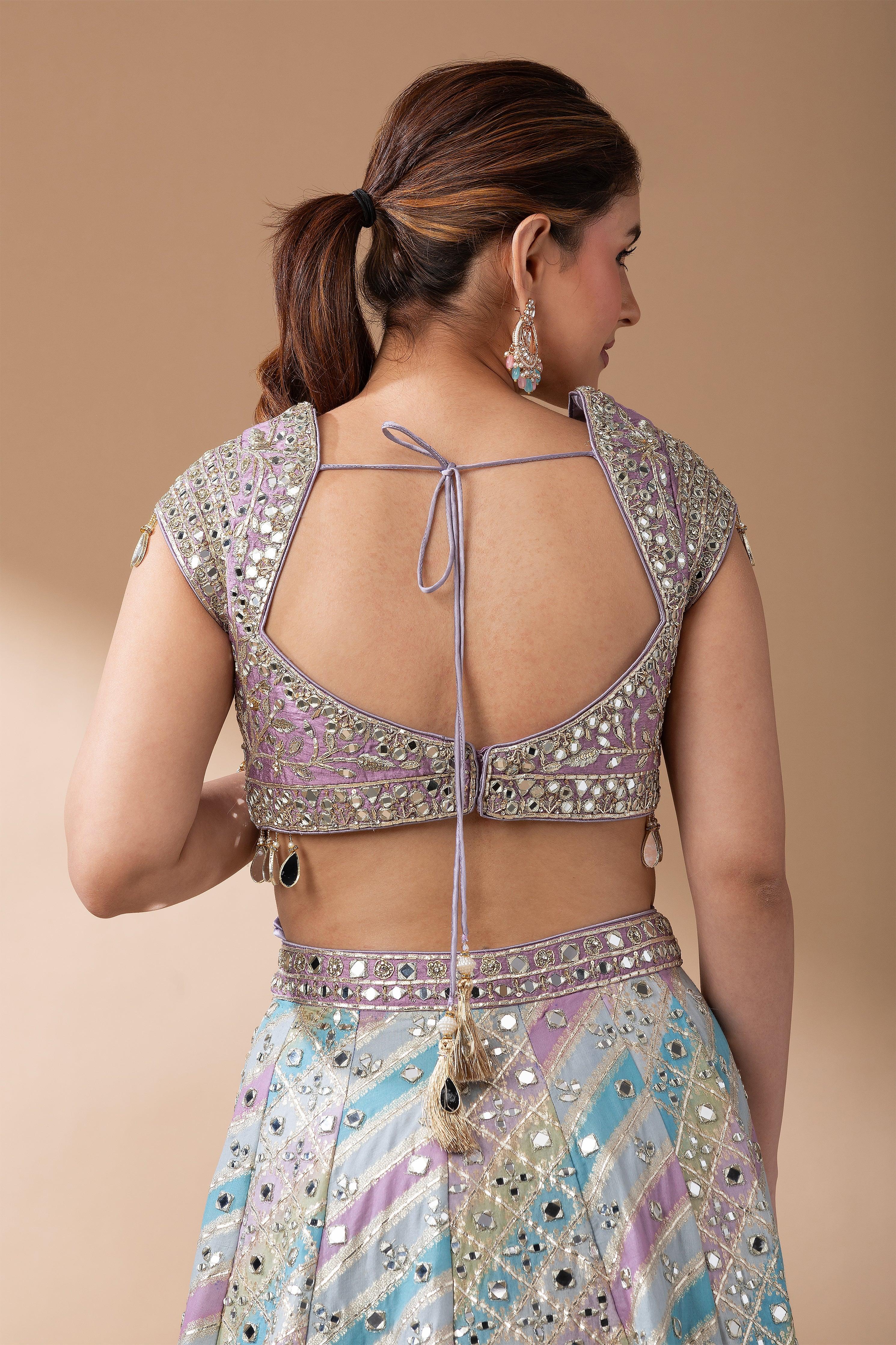 Lavender Multicolor Lehenga Set - Mokshaa