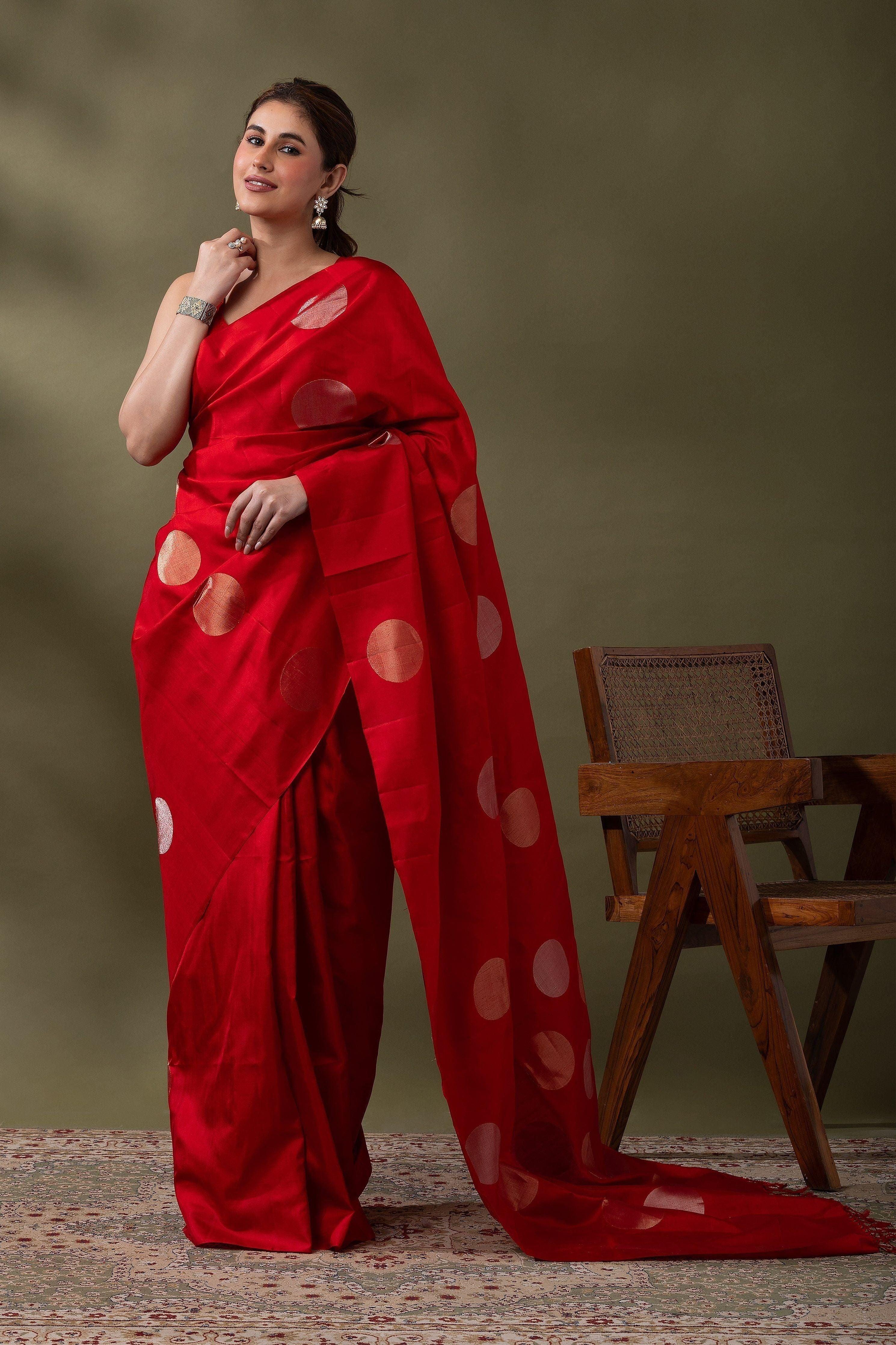 Red Soft Silk Saree - Mokshaa