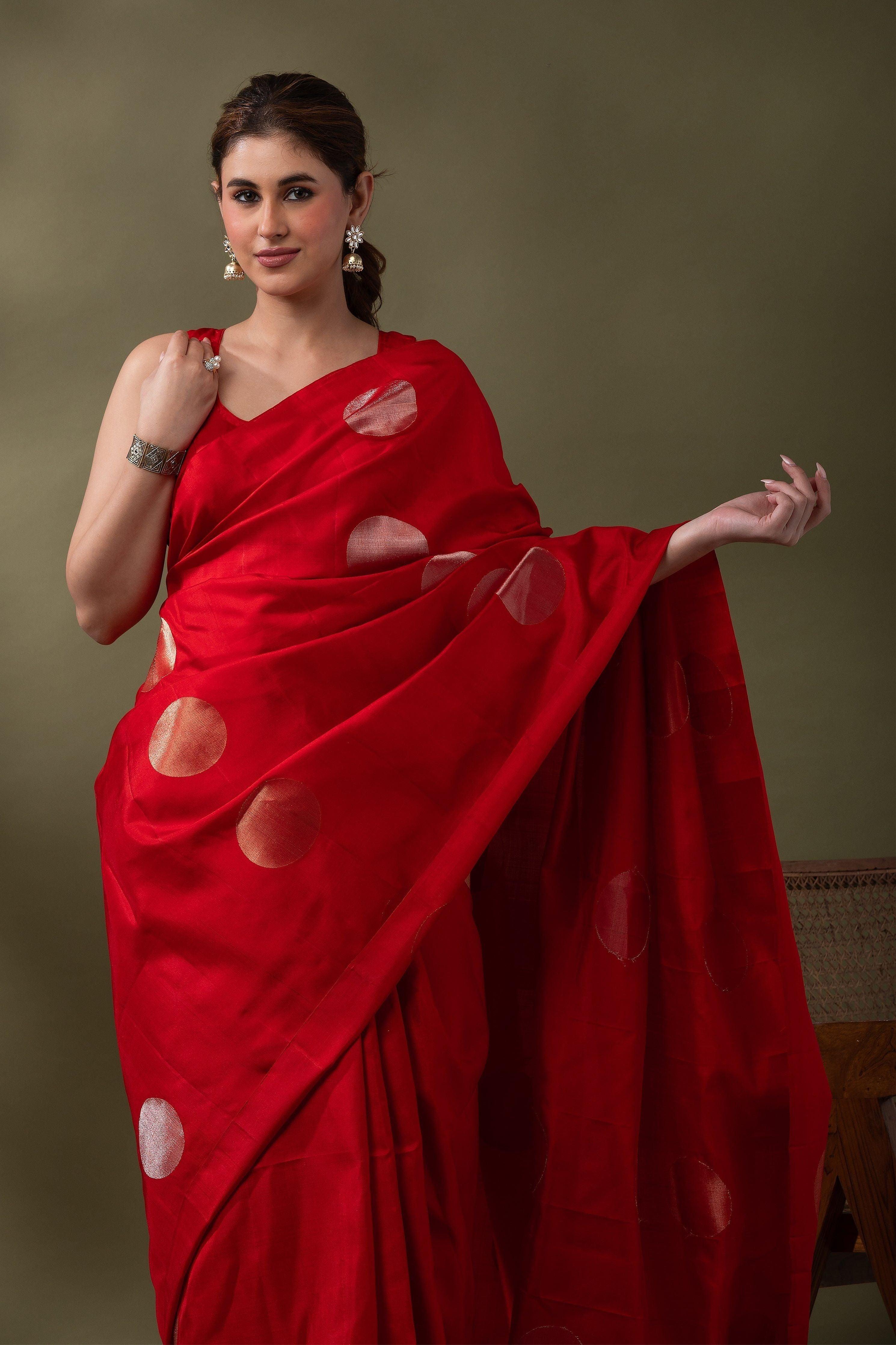 Red Soft Silk Saree - Mokshaa
