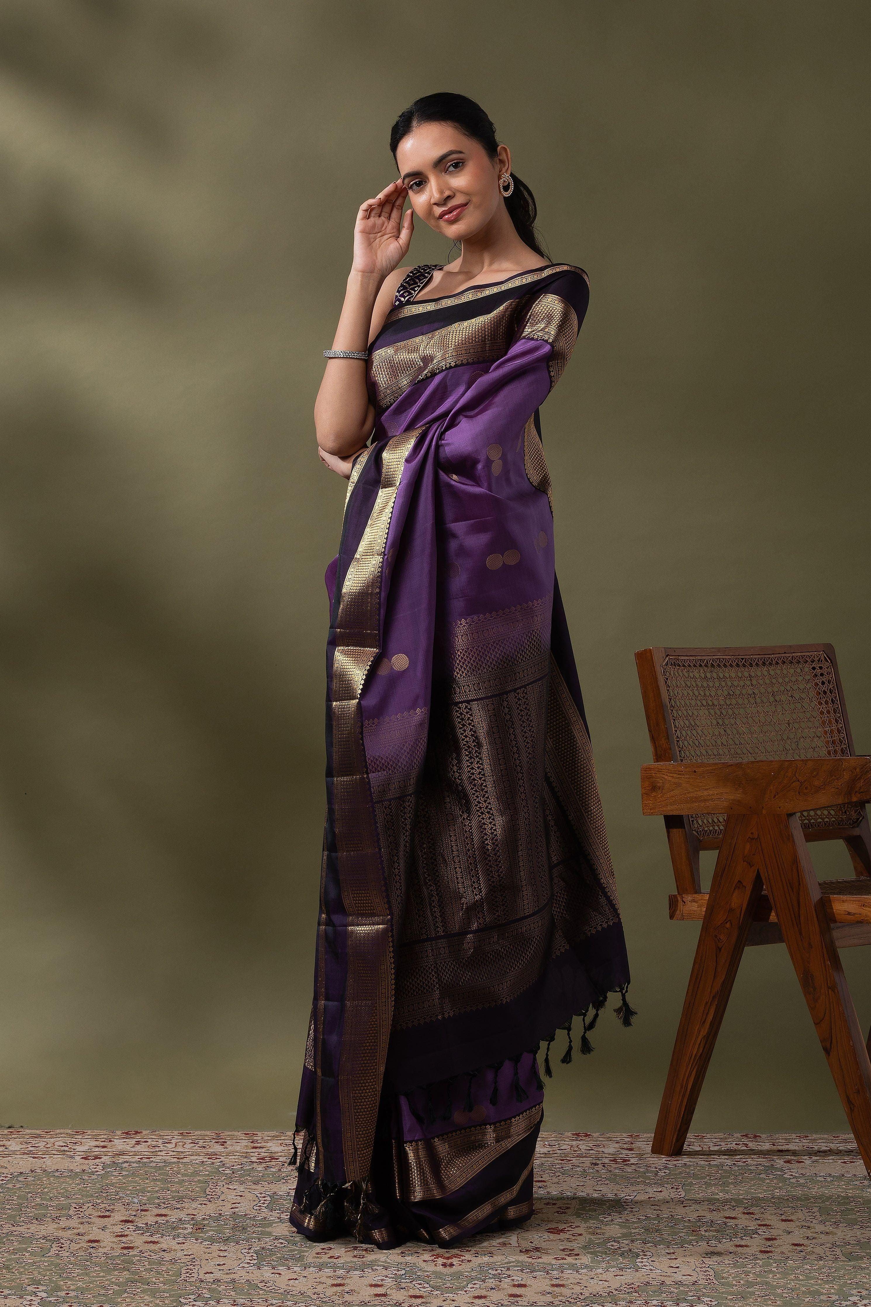 Purple Soft Silk Saree - Mokshaa