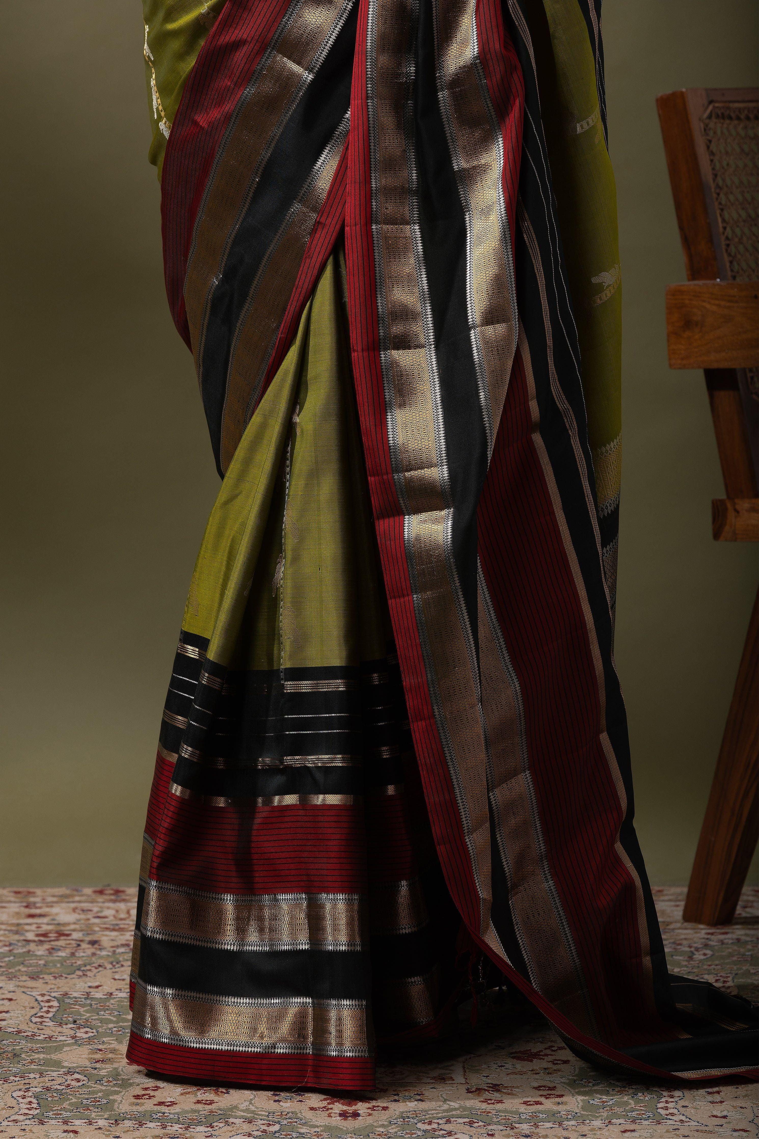 Green Soft Silk Saree - Mokshaa