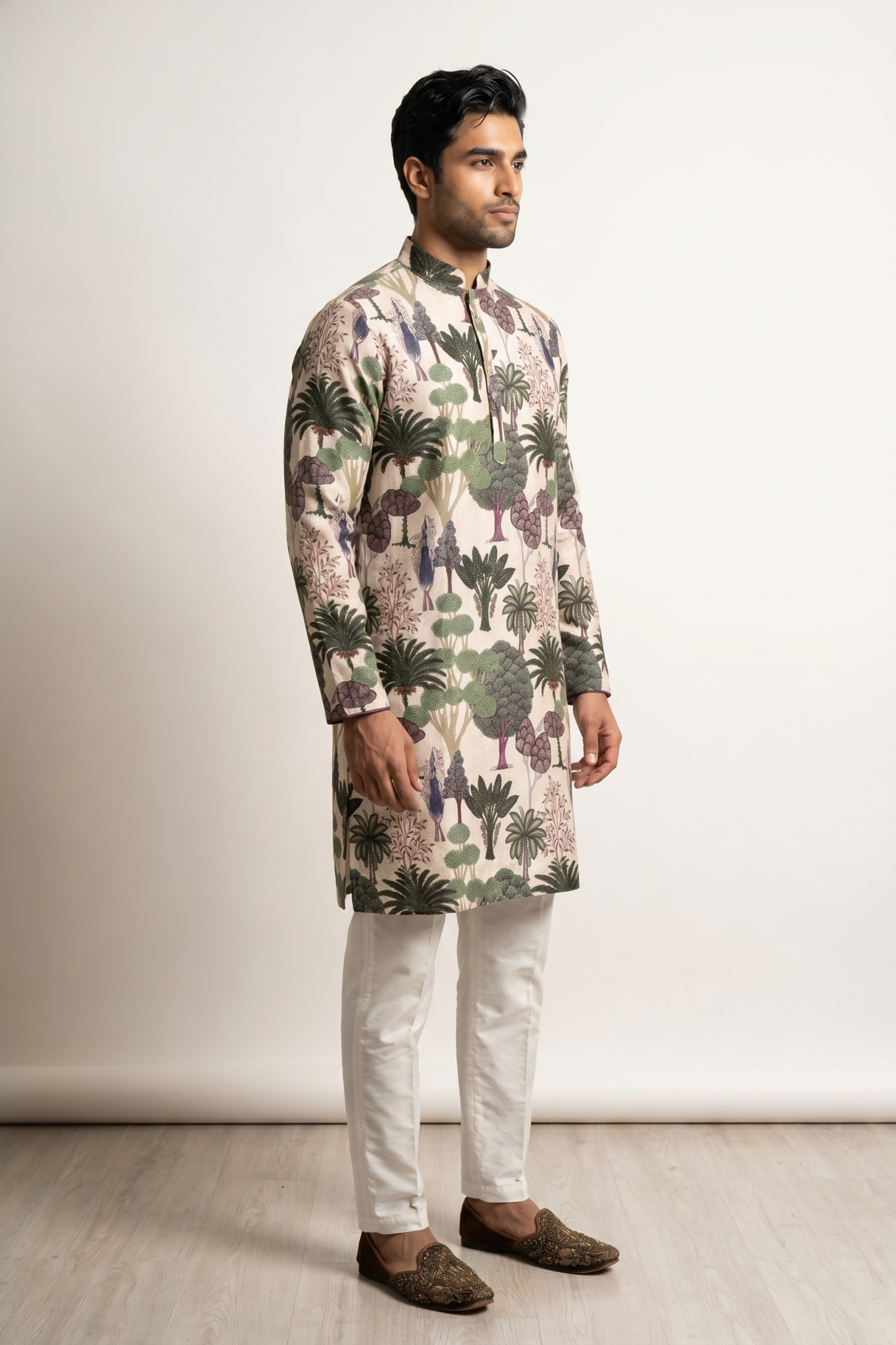 Multicolour Nysa Silk Printed Kurta Set