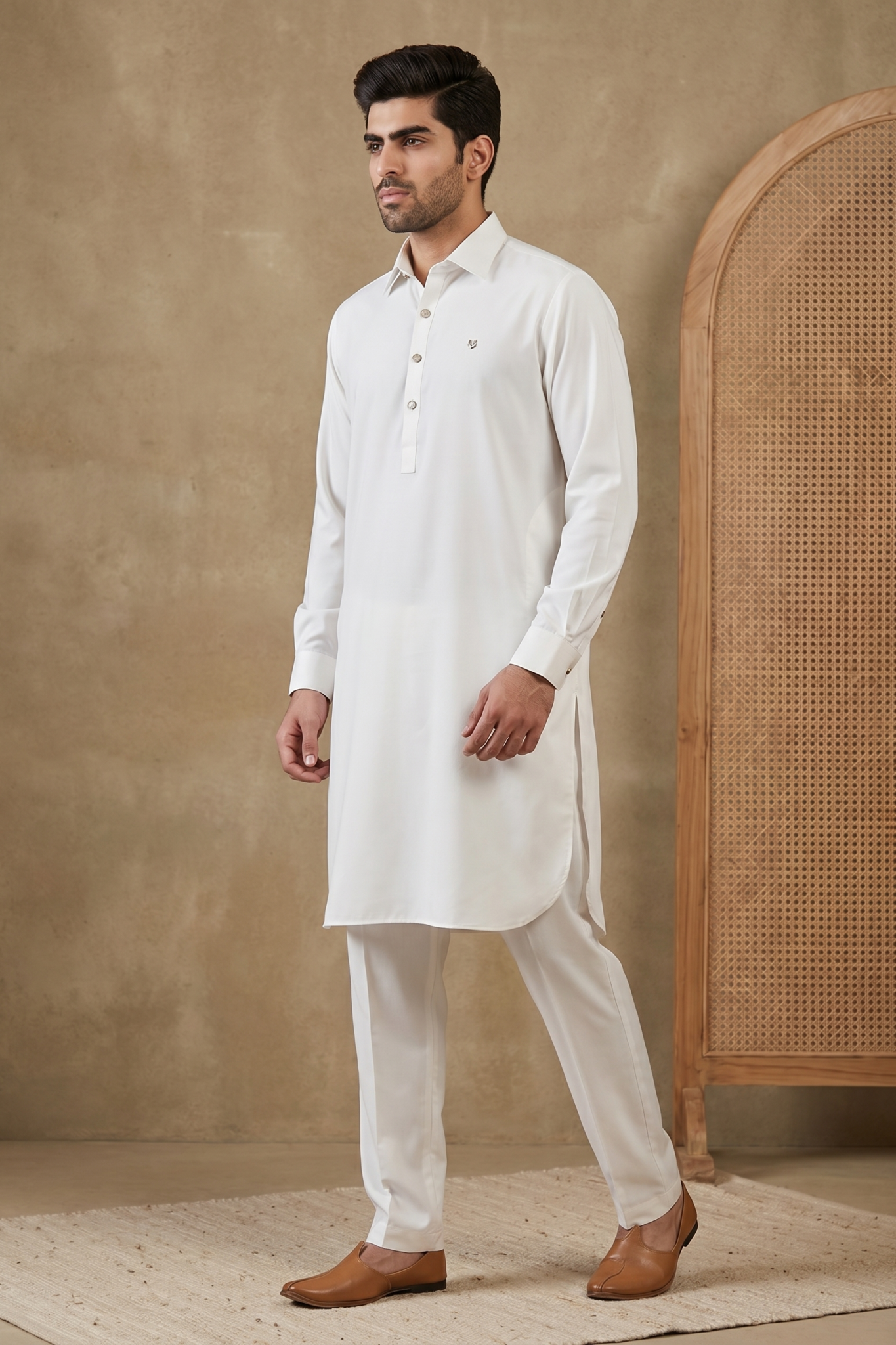 Cream Bom Mario Pathani Set