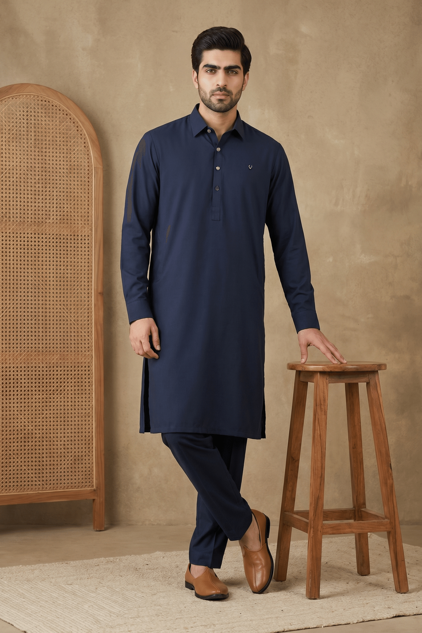 Navy Blue Bom Mario Pathani Set