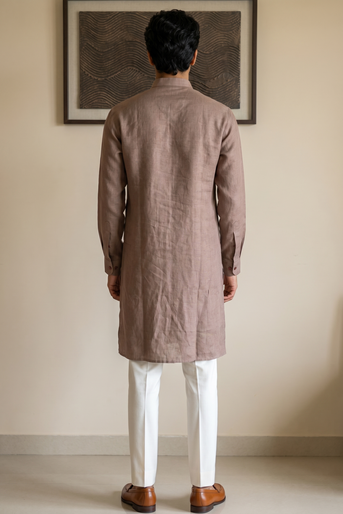 Mauve Pink Linen Kurta