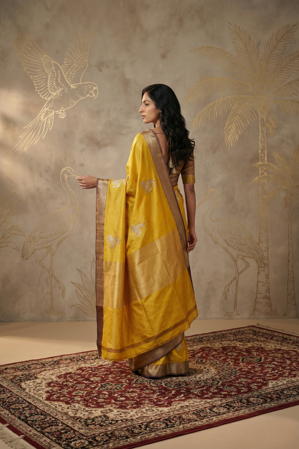 Yellow Banarasi Silk Saree