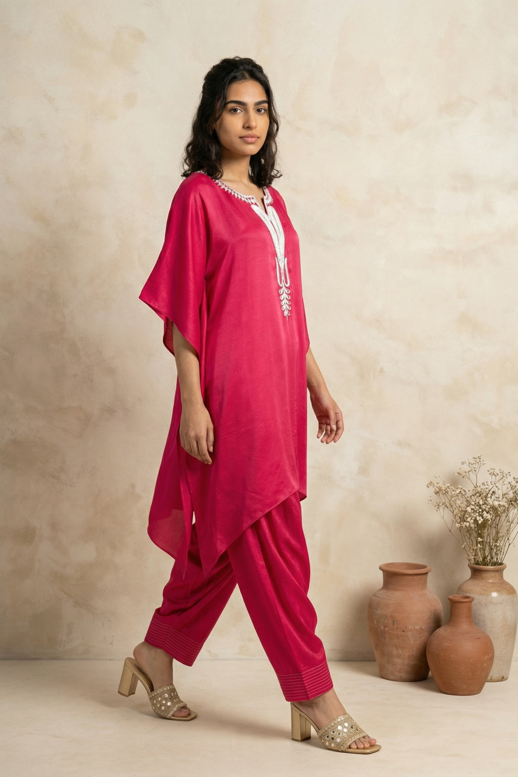 Red Crepe Kurta Set - Mokshaa