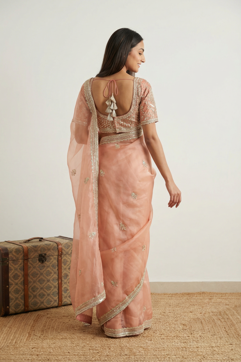 Onion Pink Organza Saree